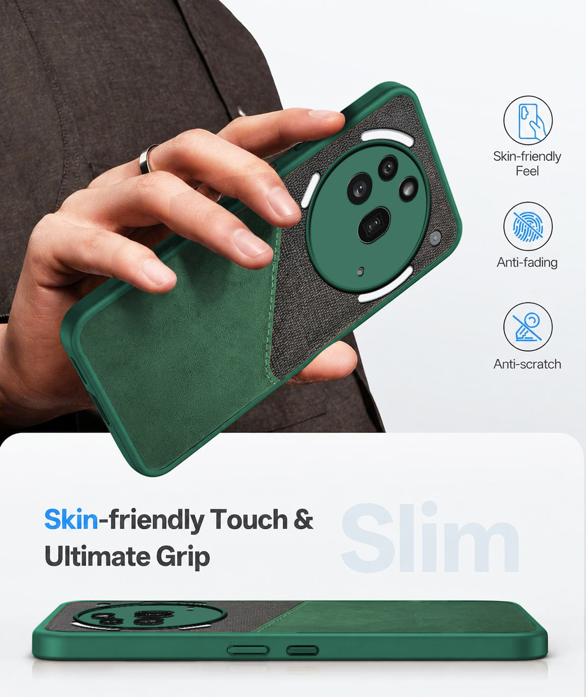 For Nothing Phone 3A Pro 5G Back Cover Case  (Dual PU Leather Stitch | Professional Minimalist | Soft and Flexible)