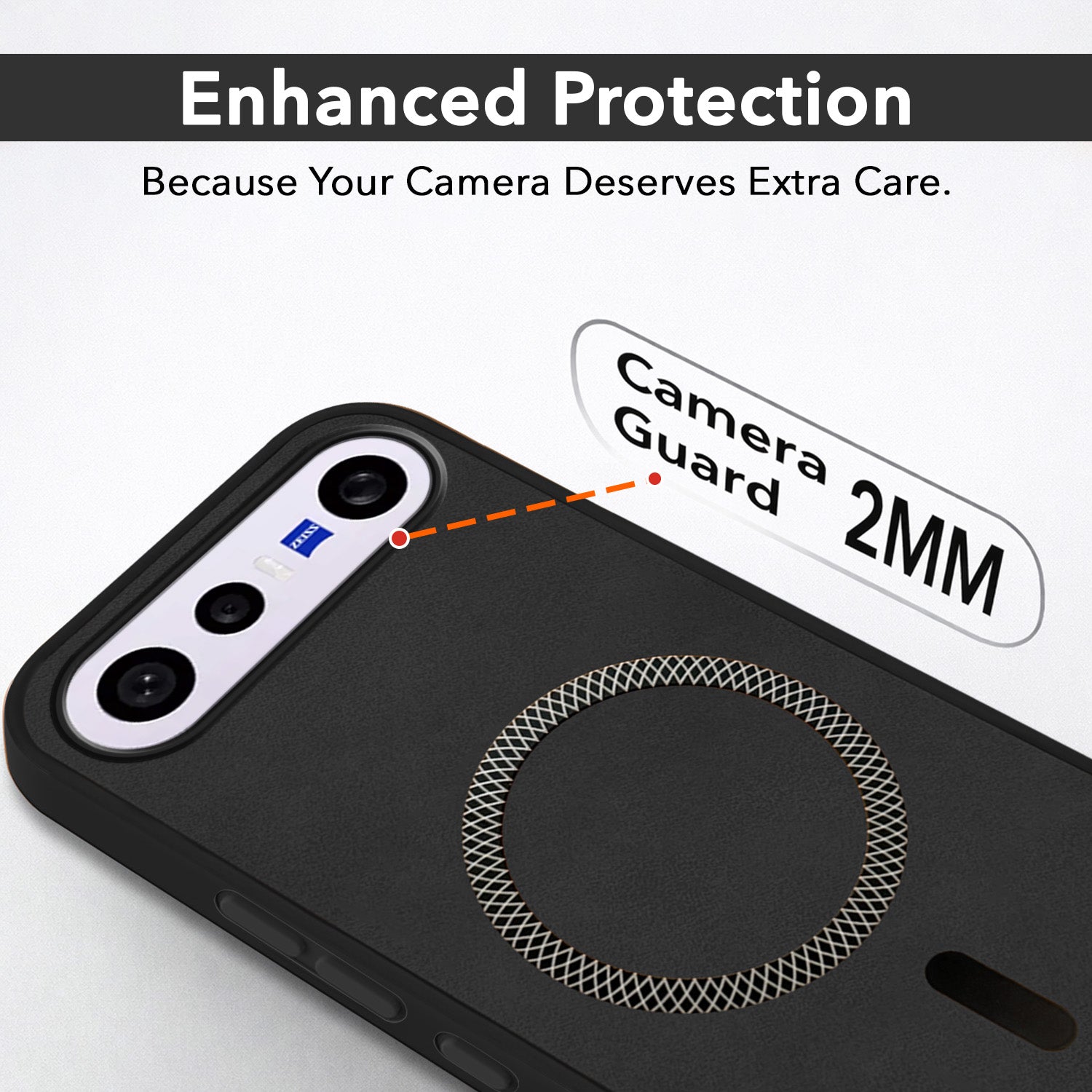 For Vivo X300 FE Back Cover Case Leather Finish (MagSafe Compatible Wireless Charging | Soft Touch | Camera Bump Protection)