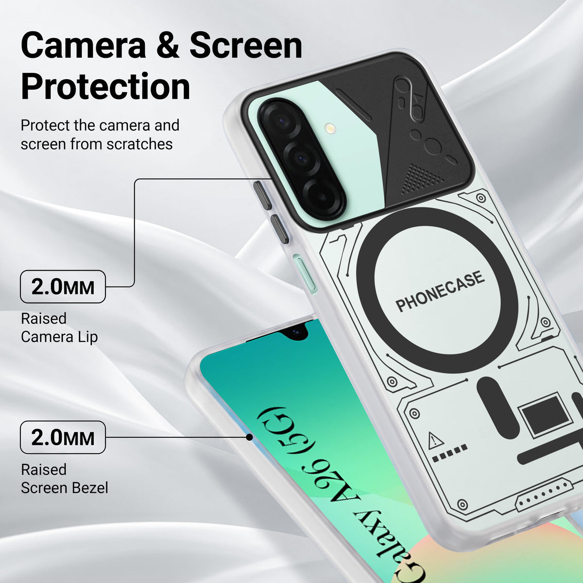 For Samsung Galaxy A26 5G Metallic Back Cover Case (Metallic Camera Protection & Buttons | Translucent Milky Shade | Hard Polycarbonate)