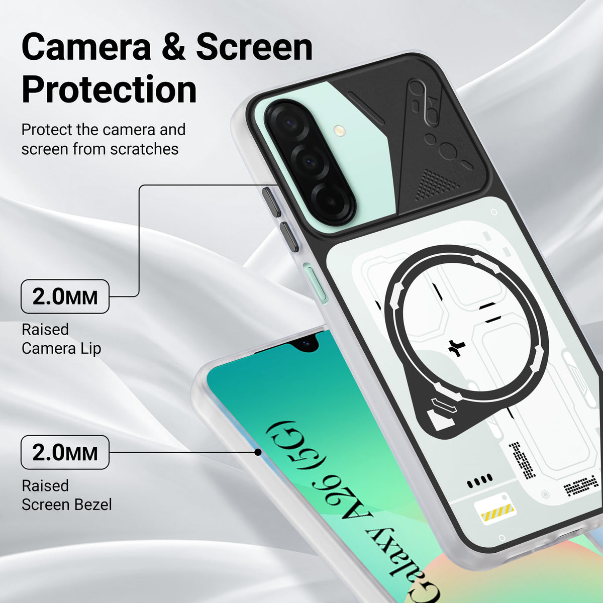 For Samsung Galaxy A26 5G Metallic Back Cover Case (Metallic Camera Protection & Buttons | Translucent Milky Shade | Hard Polycarbonate)
