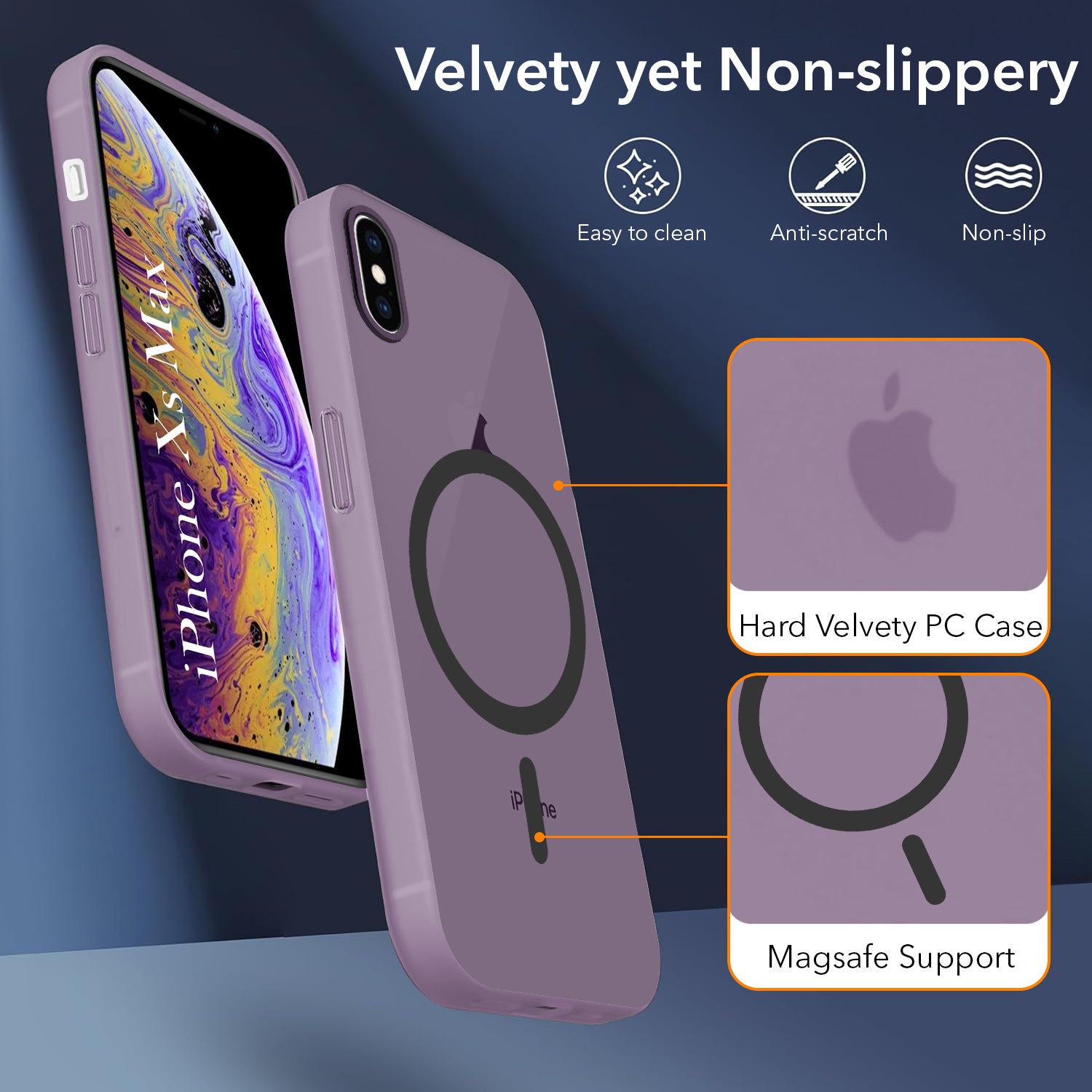 For Apple iPhone Xs Max Back Cover Case (Frosted Matte Feel | MagSafe Compatible Wireless Charging | Polycarbonate Material)