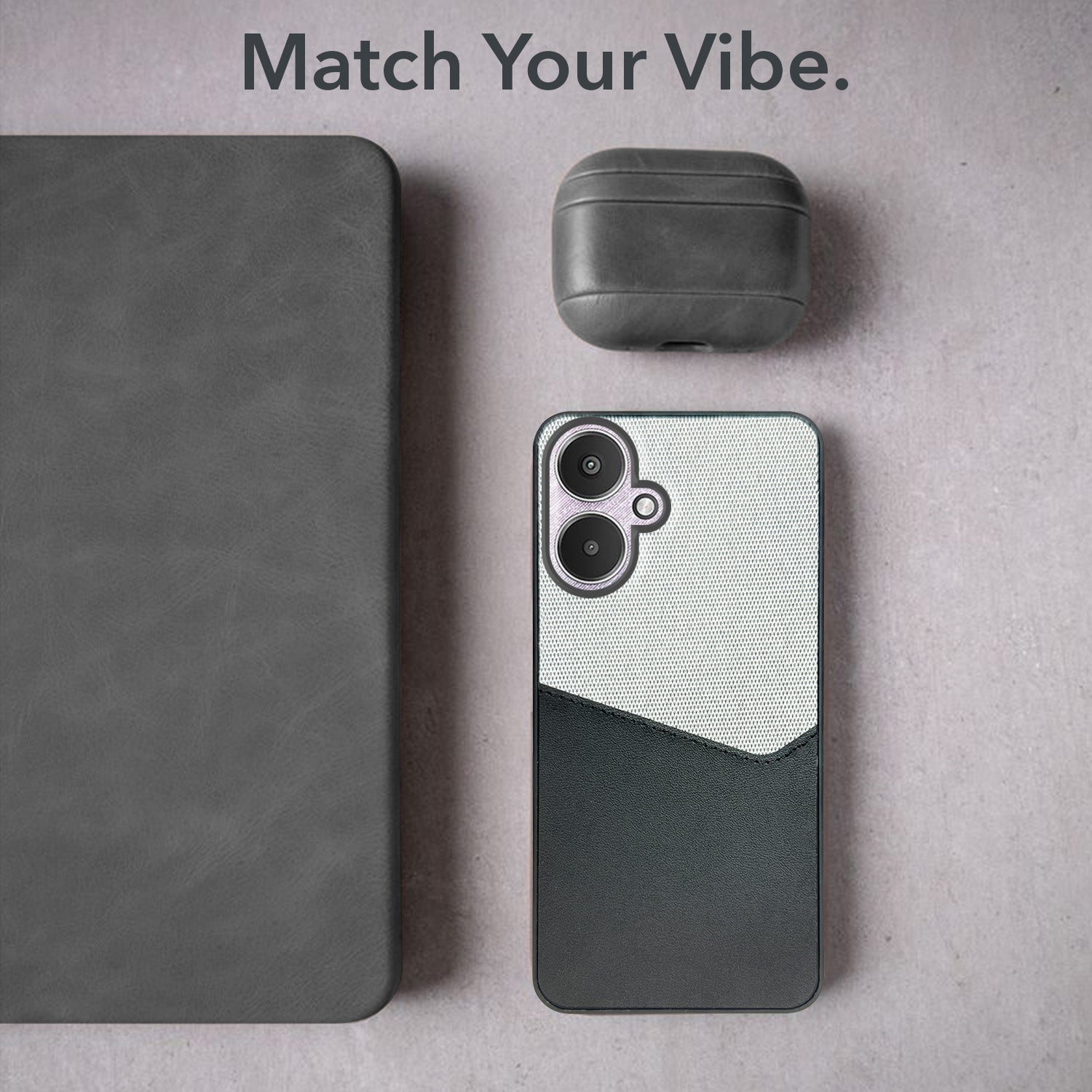 For Redmi 13C 5G Back Cover Case (Dual PU Leather Stitch | Professional Minimalist | Soft and Flexible)