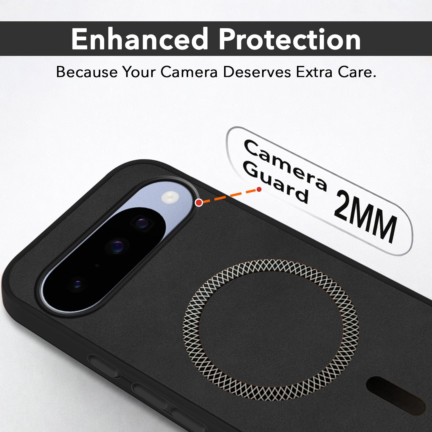 For Google Pixel 10 Back Cover Case Leather Finish (MagSafe Compatible Wireless Charging | Soft Touch | Camera Bump Protection)