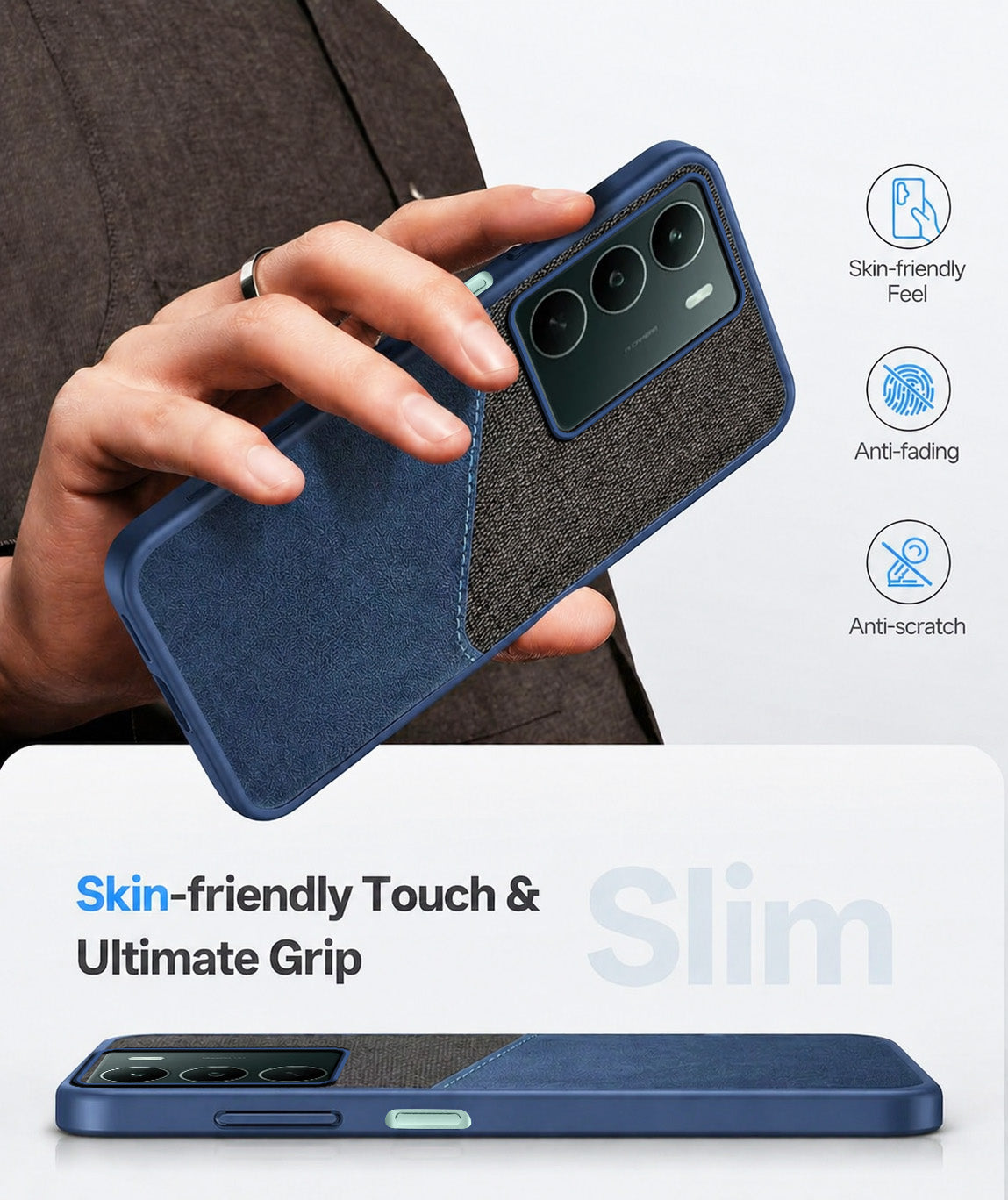 For Realme C73 Back Cover Case (Dual PU Leather Stitch | Professional Minimalist | Soft and Flexible)