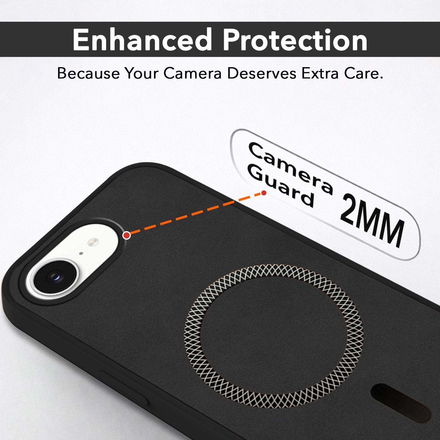 For Apple iPhone 16e | Apple iPhone 17e Back Cover Case Leather Finish (MagSafe Compatible Wireless Charging | Soft Touch | Camera Bump Protection)