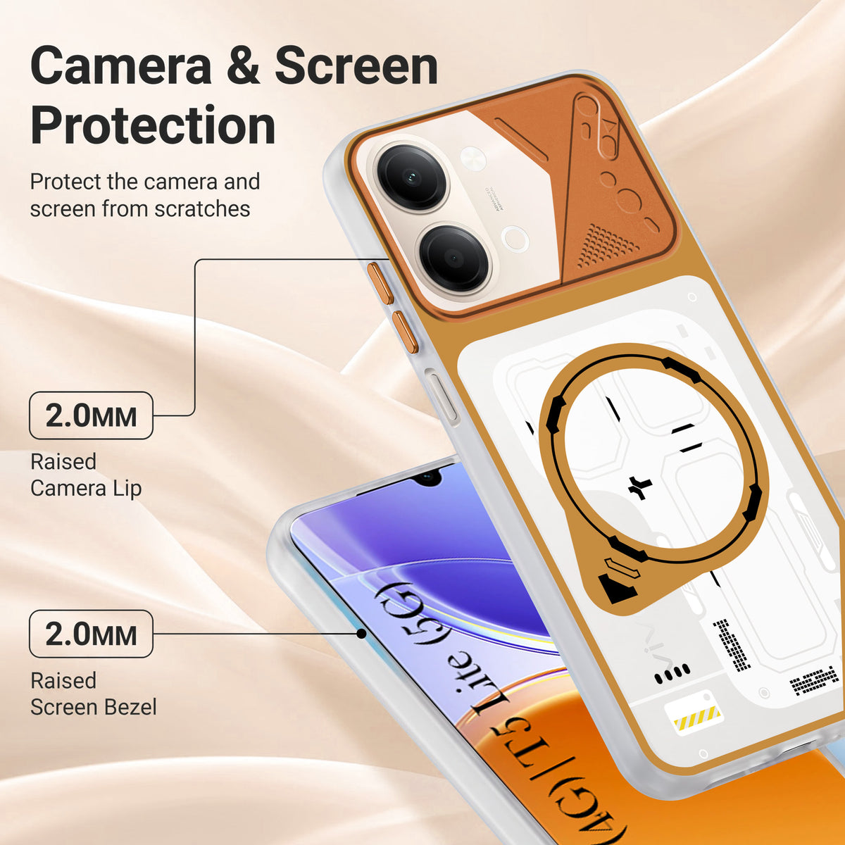 For Vivo Y05 4G | Vivo T5 Lite 5G Metallic Back Cover Case (Metallic Camera Protection & Buttons | Translucent Milky Shade | Hard Polycarbonate)