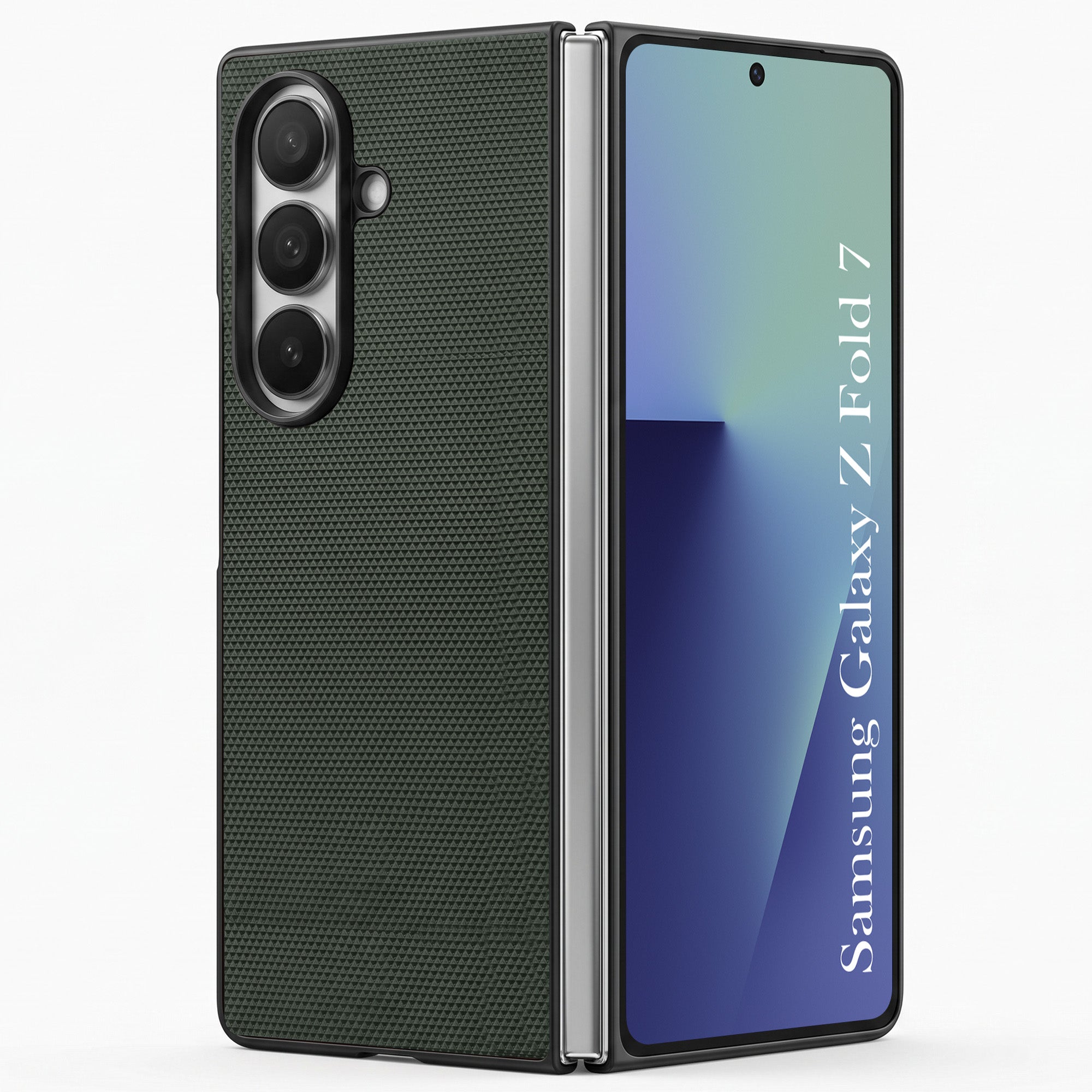 For Samsung Galaxy Z Fold 7 Premium Cover Case (Geometric Textured Hard PC | Soft Cloth Lining & Slim Shockproof Protection)