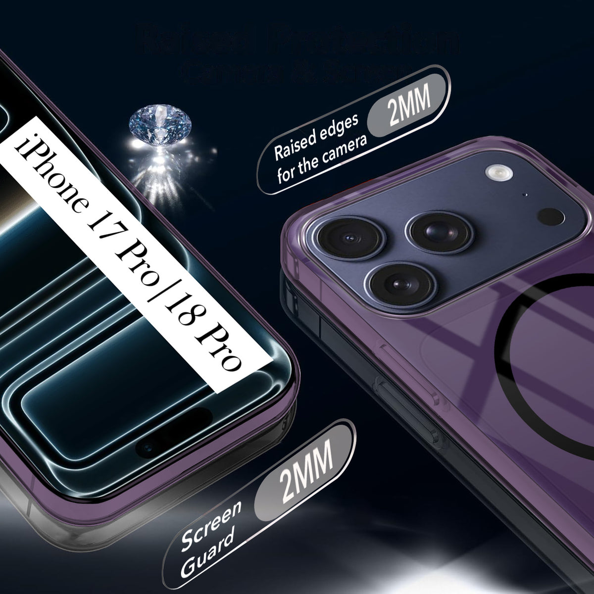 For iPhone 17 Pro | iPhone 18 Pro Back Cover Case Crystal Anti Yellow (MagSafe Wireless Charging Support |Camera Protection Bump)