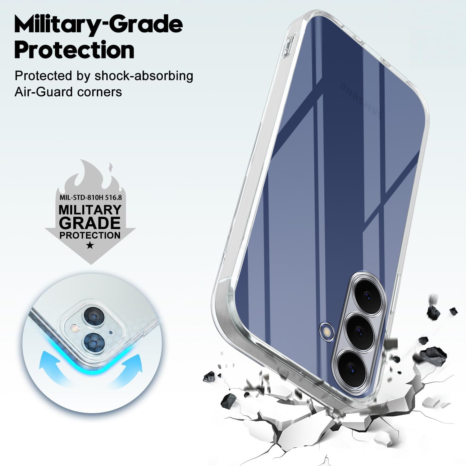 For Samsung Galaxy S25 FE Back Cover Case Silicone (Clear Shockproof Case with Camera Protection | Soft and Flexible | Transparent)