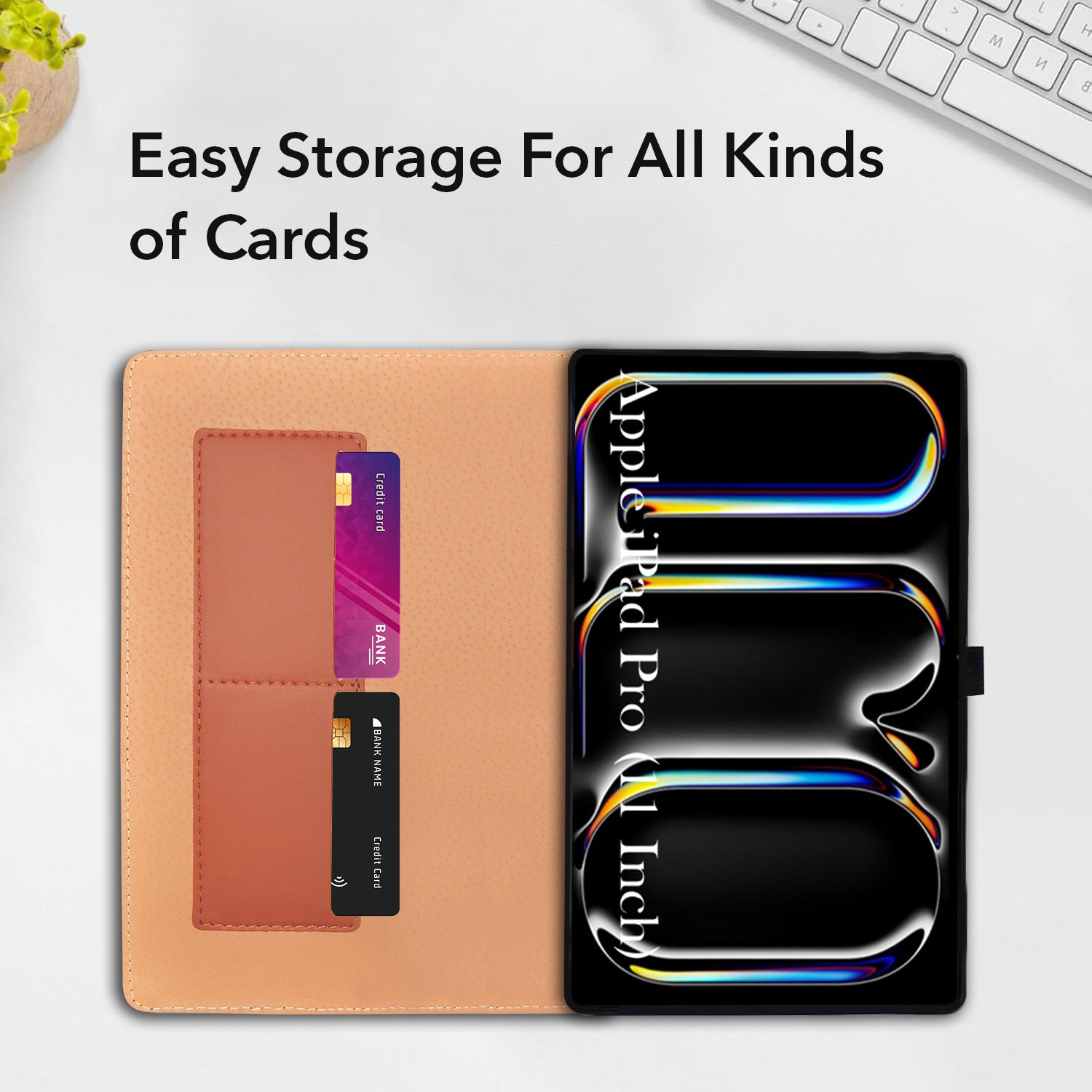 For Apple iPad Pro 11 Inch (2024) Flip Cover Folio Cover A2836/A2837/A3006/iPad16,3/6,4 (PU Leather | Multi-Angle Smart Stand | Card Storage Slots | Silicone Back Pouch)