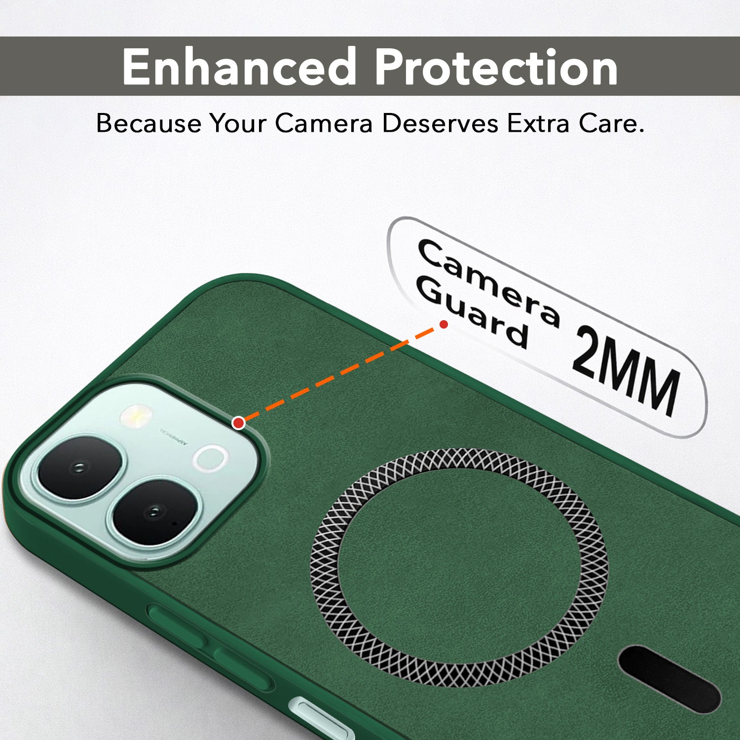 For Vivo iQOO Z11x 5G Back Cover Case Leather Finish (MagSafe Compatible Wireless Charging | Soft Touch | Camera Bump Protection)