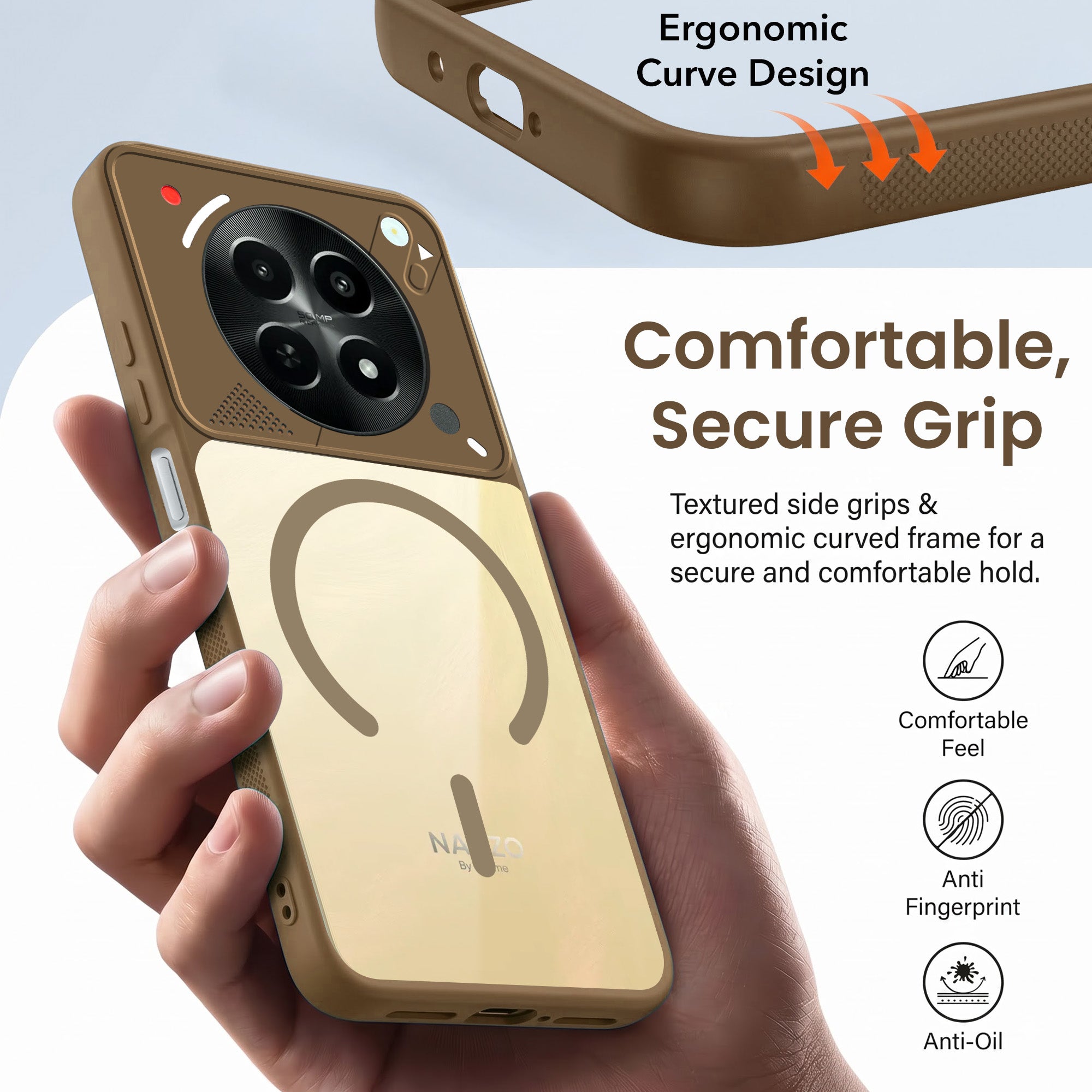 For Realme Narzo N65 5G Back Cover Case Lifetime Anti-Yellow Clear (Camera Protection | Side Grip | Wireless MagSafe Compatible)