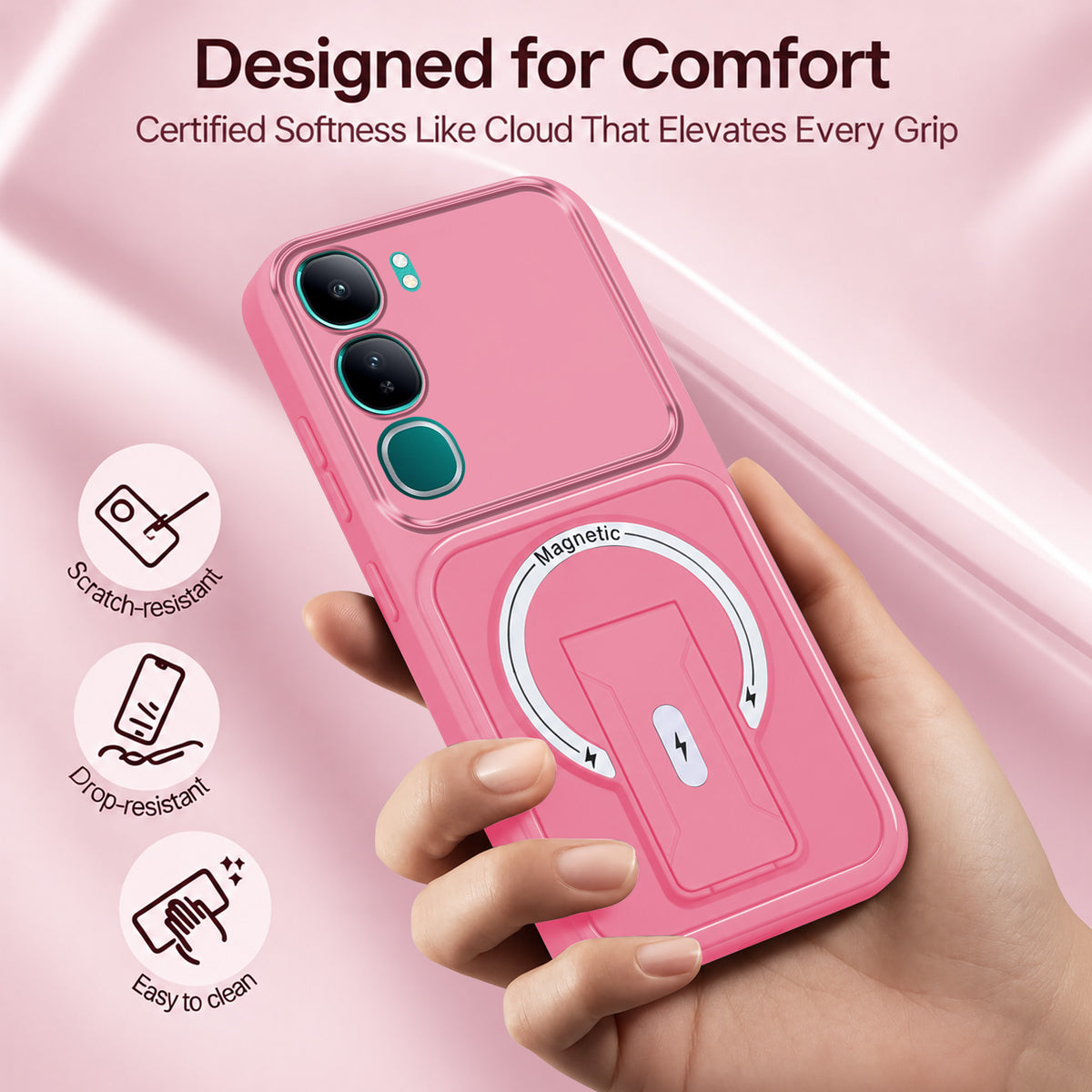 For Vivo Y300 Back Case Cover Metallic (Hybrid Armor Kickstand | MagSafe Compatible | Camera Protection Shockproof)