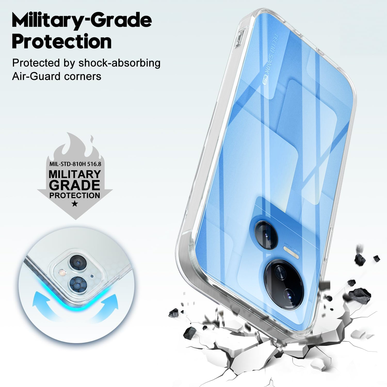 For Tecno Spark 10 5G Back Cover ( Silicone Clear Shockproof Case with Camera Protection | Soft and Flexible | Transparent)