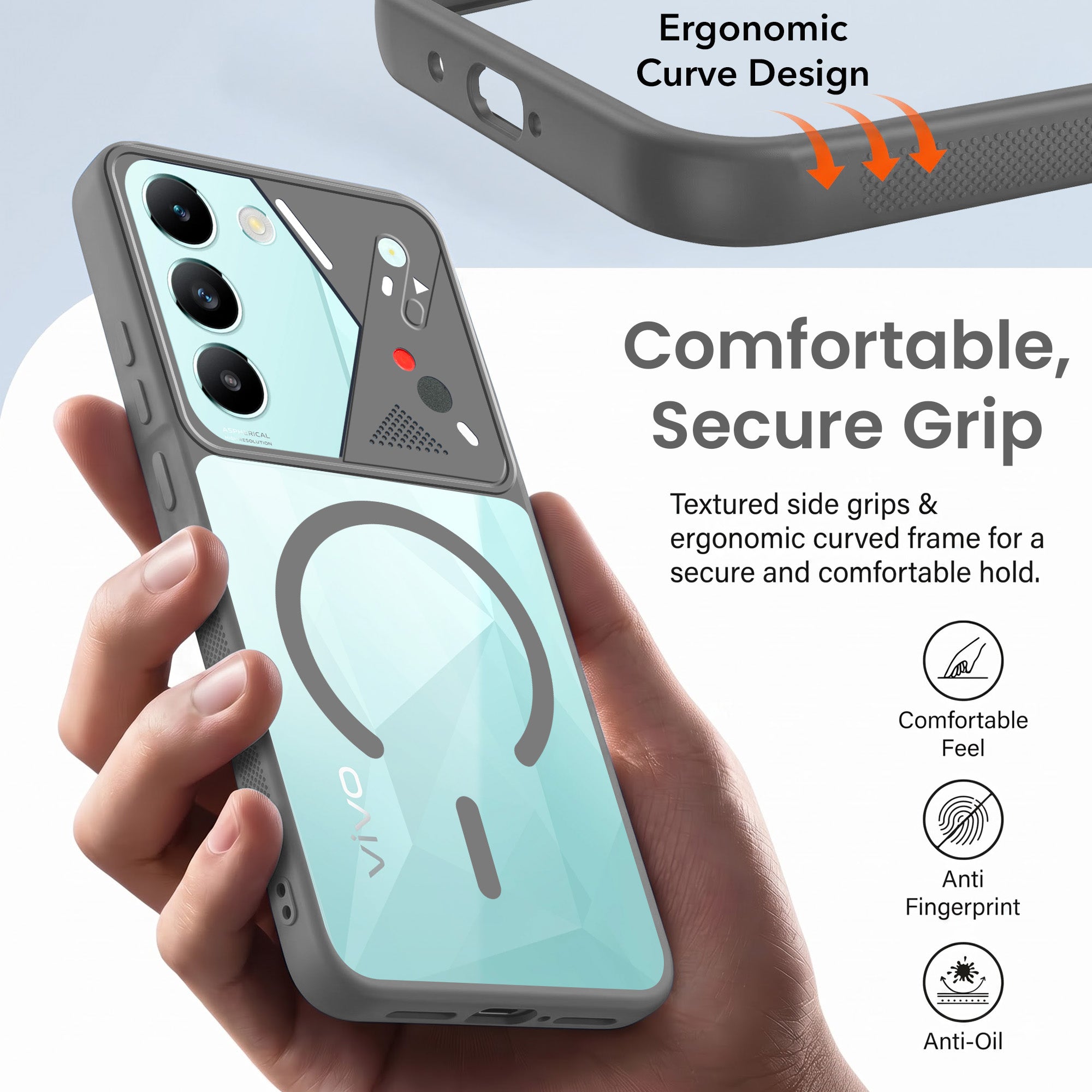 For Vivo T3 5G Back Cover Case Lifetime Anti-Yellow Clear (Camera Protection | Side Grip | Wireless MagSafe Compatible)