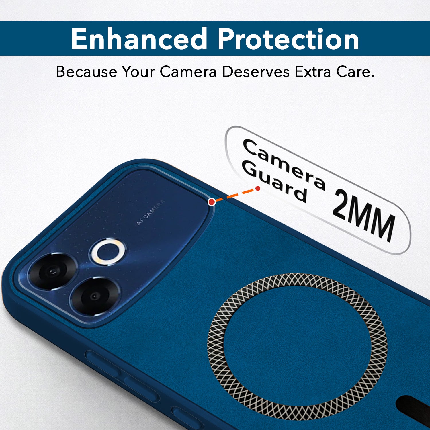 For Oppo F33 Pro 5G Back Cover Case Leather Finish (MagSafe Compatible Wireless Charging | Soft Touch | Camera Bump Protection)