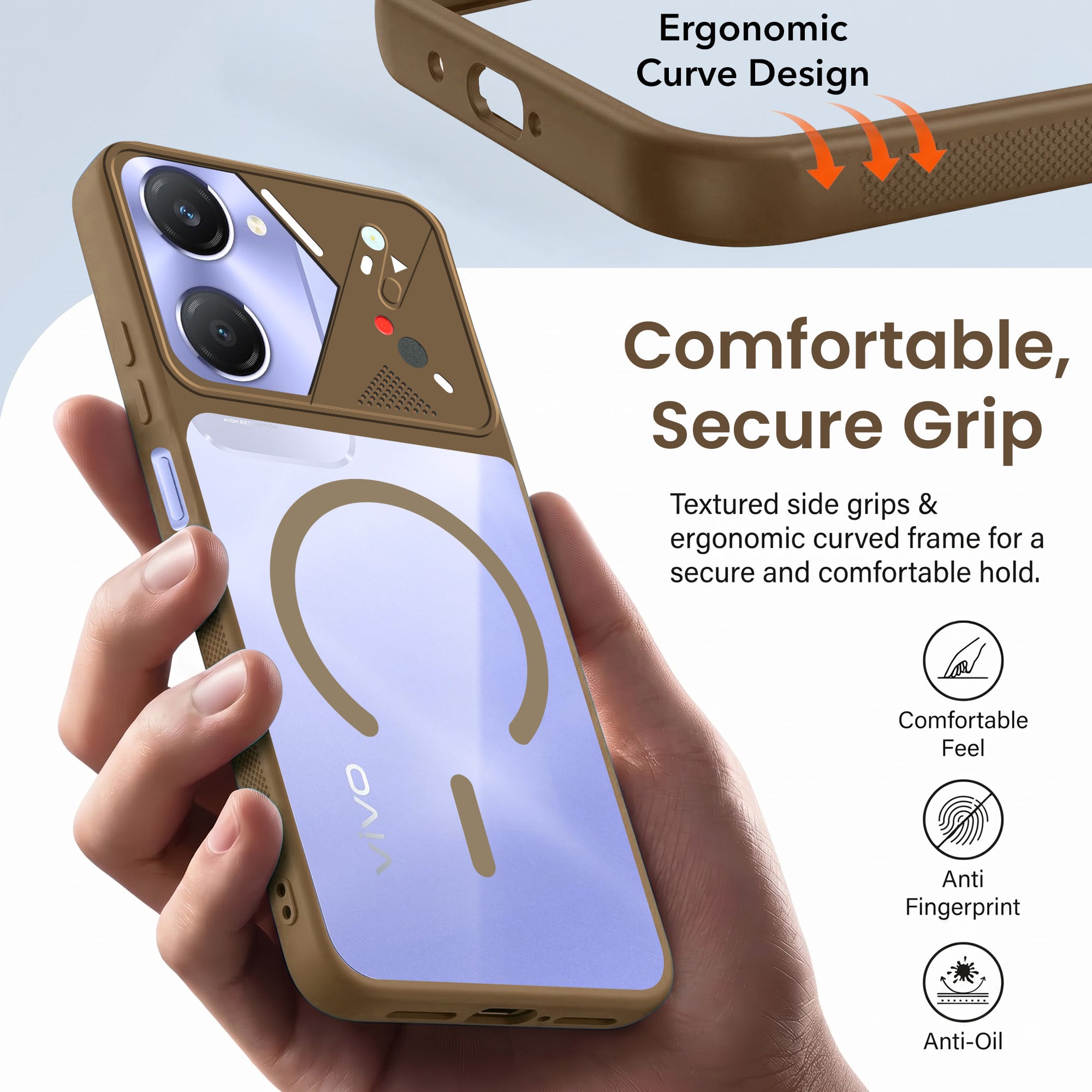 For Vivo Y28s 5G | Vivo T3 Lite 5G Back Cover Case Lifetime Anti-Yellow Clear (Camera Protection | Side Grip | Wireless MagSafe Compatible)