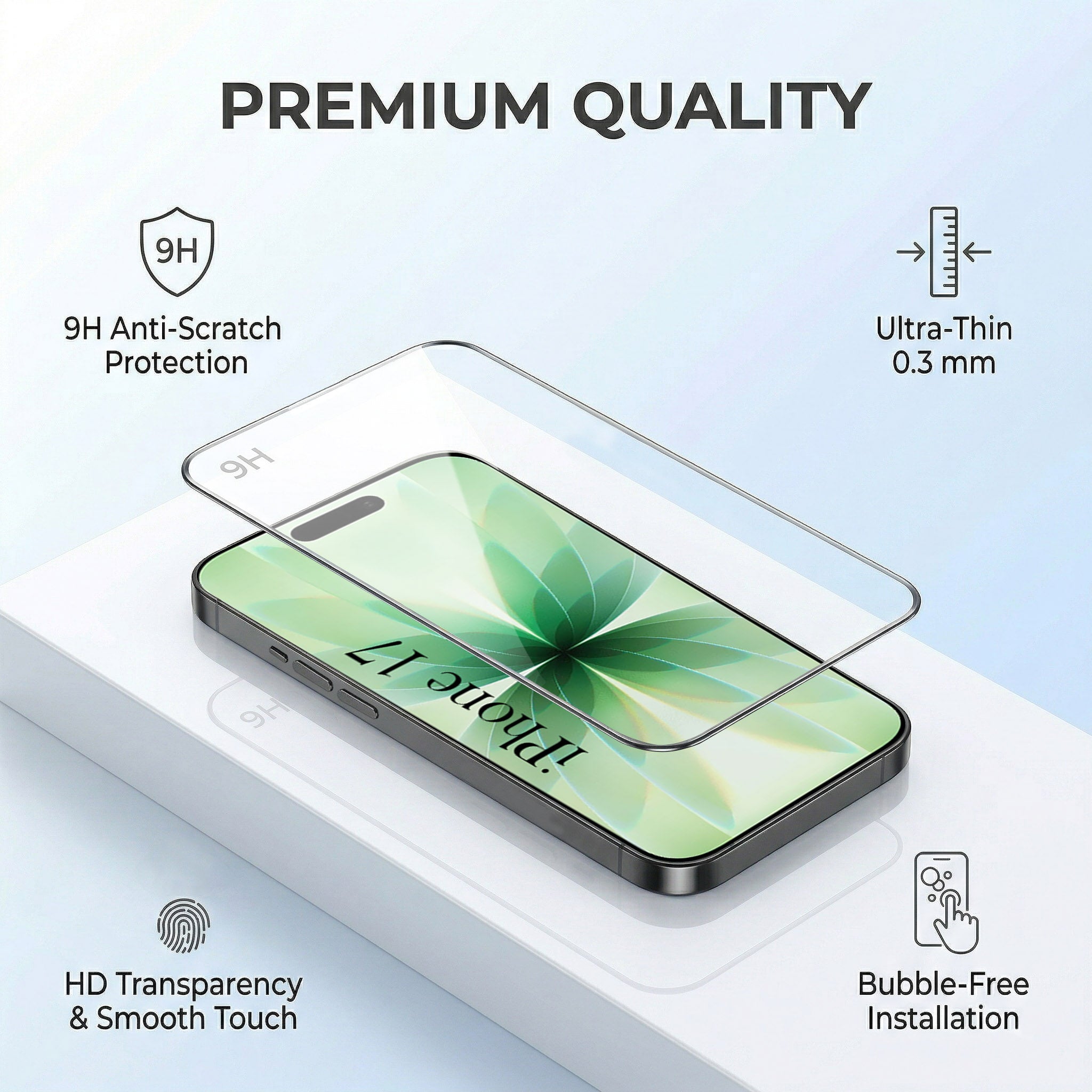 For Apple iPhone 17 Combo with Back Cover and 9H Tempered Glass (Lifetime Anti-Yellow | Crystal Clear Shockproof | Oleophobic Coating Screen Glass)