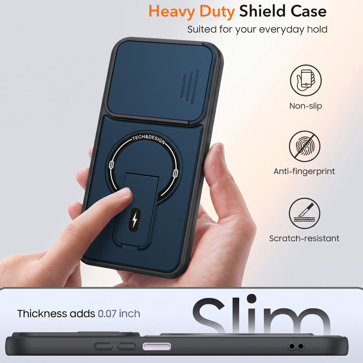 For Vivo Y05 4G | Vivo T5 Lite 5G Back Case Cover Metallic (Hybrid Armor Kickstand | Sliding Shutter Camera Protection | MagSafe Compatible)