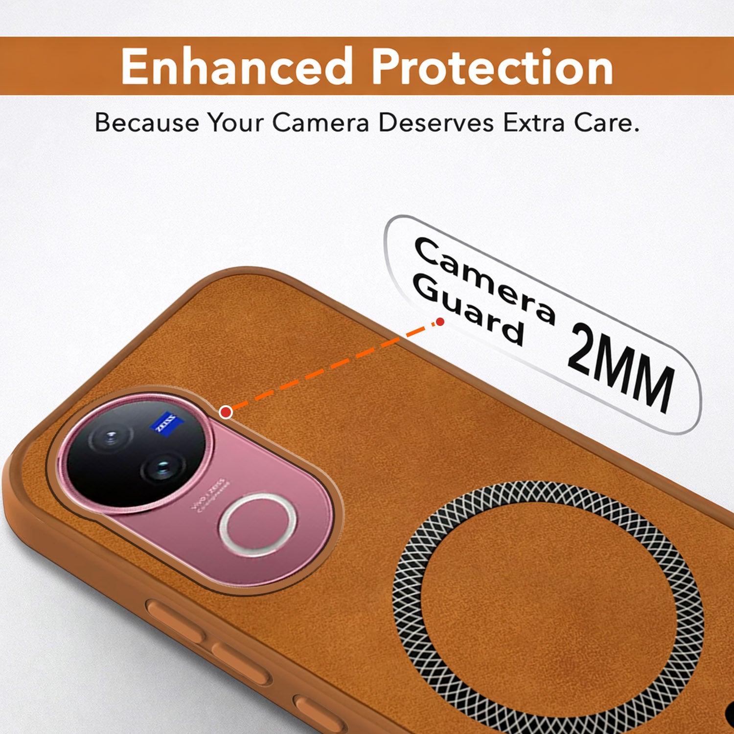 For Vivo V50 | Vivo V50e Back Cover Case Leather Finish (MagSafe Compatible Wireless Charging | Soft Touch | Camera Bump Protection)
