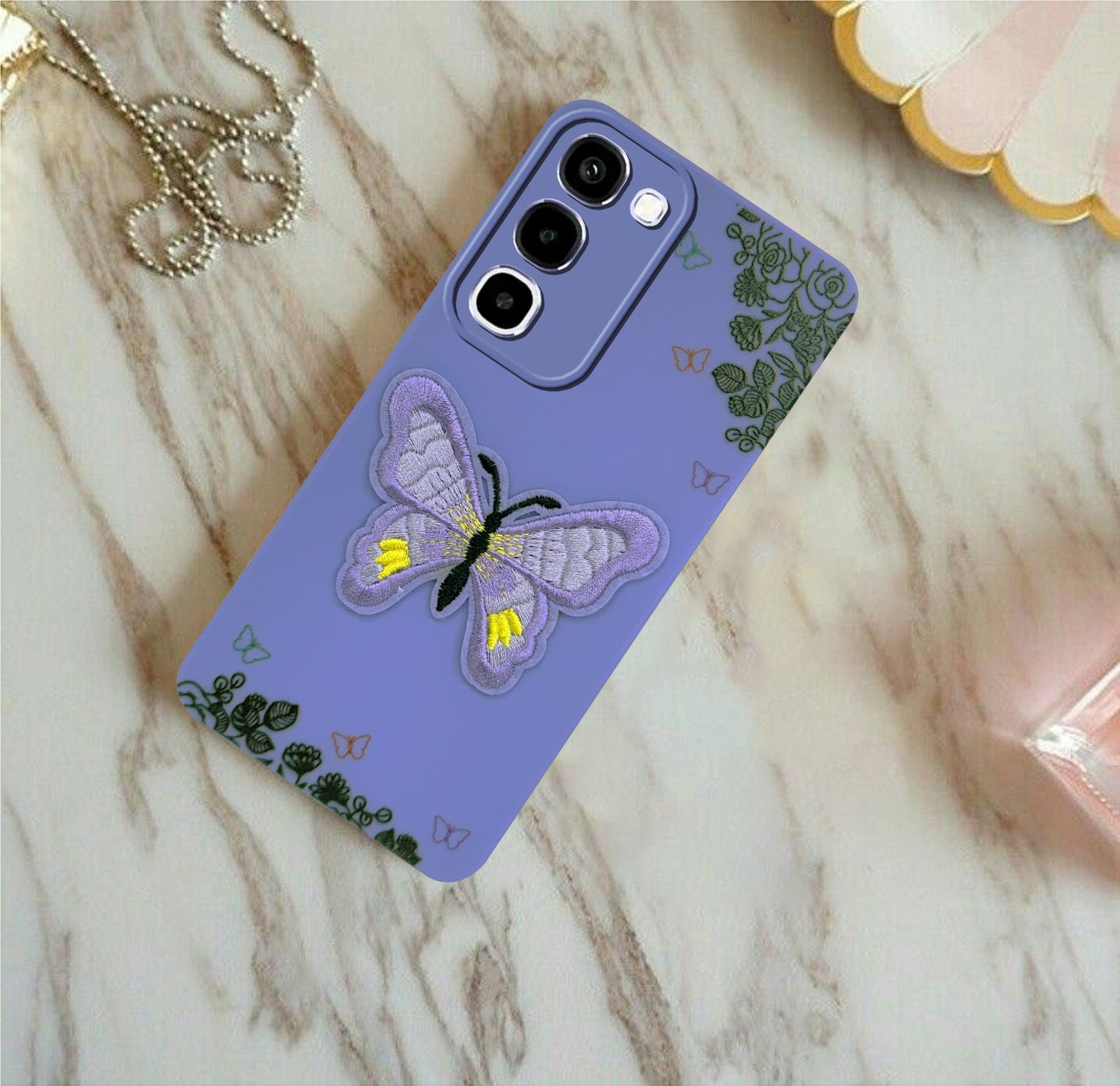 For Realme P4R 5G Back Cover Case (Soft Butterfly Embroidery | Women Teen Girls | Camera Protection| Matte Silicone)