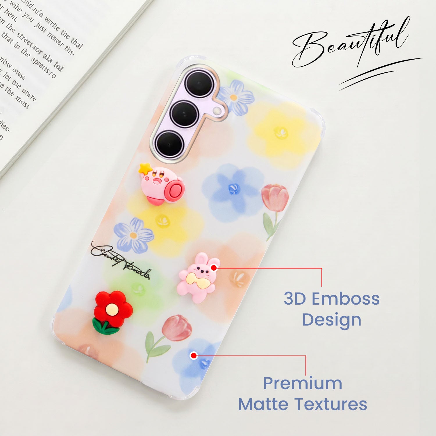 For Samsung Galaxy A35 5G Back Cover Case (3D Cute Cartoons | Hard Back Side Soft | Matte Premium Finish | HD Printing)