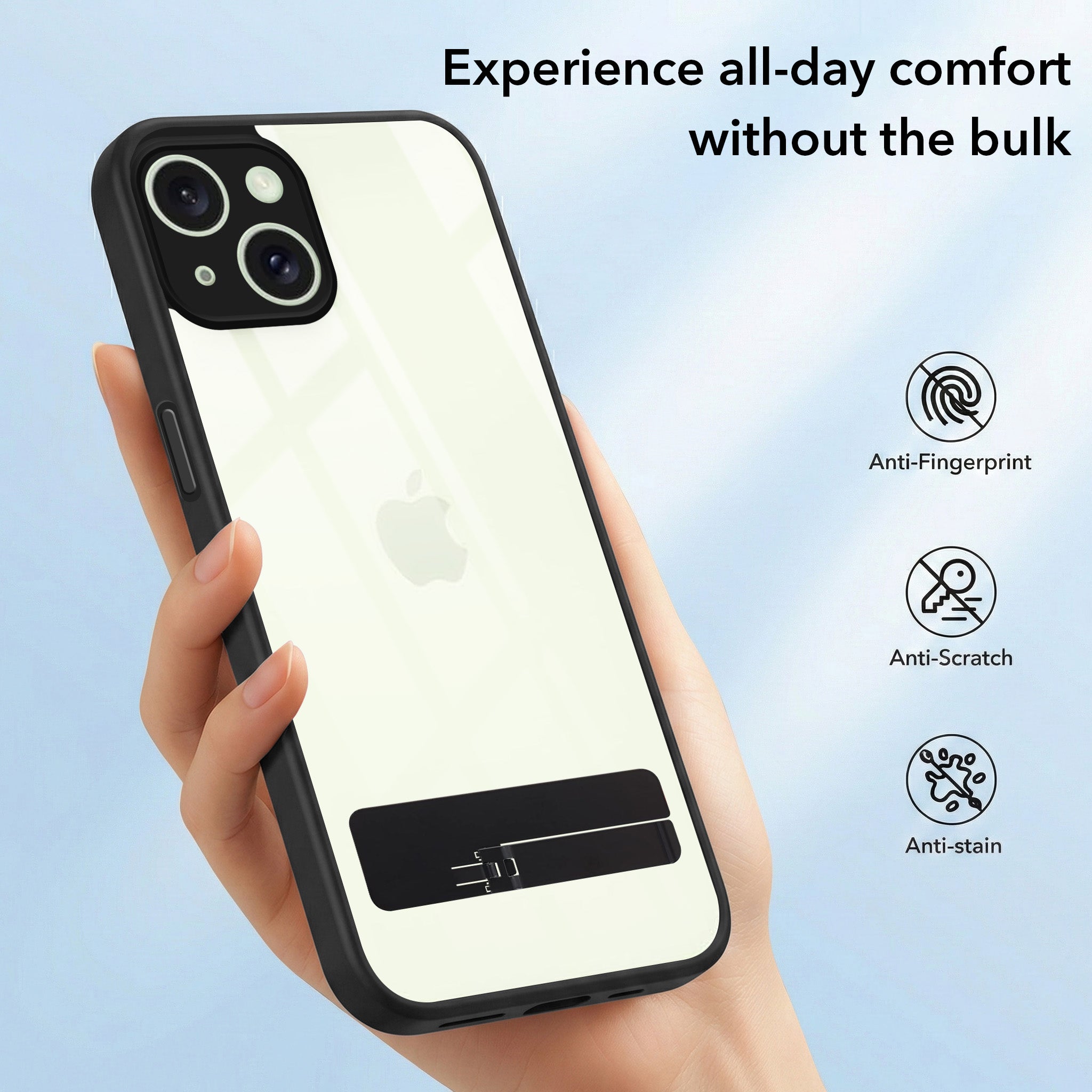 For Apple iPhone 15 Plus Back Cover Case (Built-in Stand | Lifetime Anti Yellow | Kickstand Shockproof | Camera Protection | MagSafe Compatible)