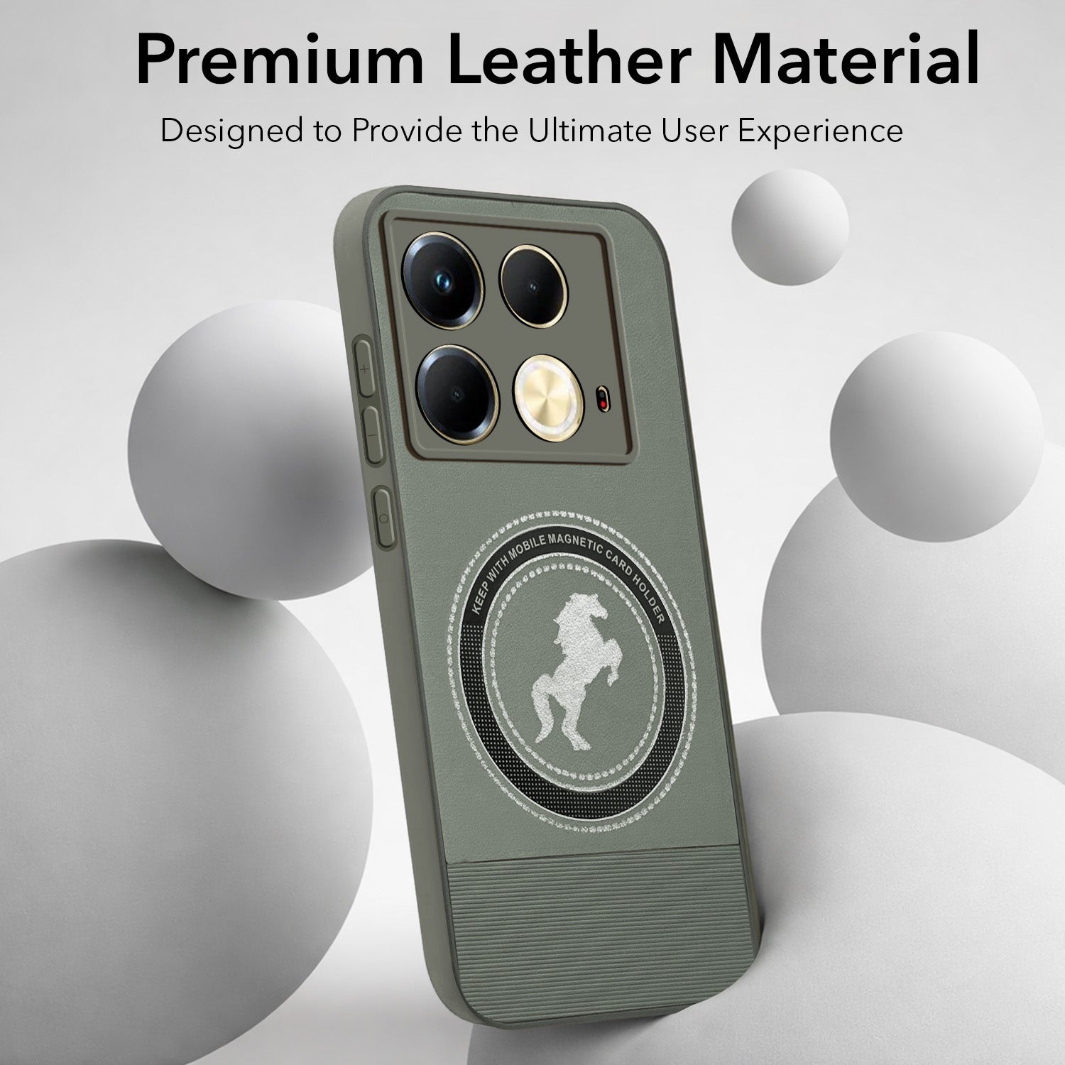 For Infinix Note 40 Back Cover Case PU Leather Finish (Professional Minimalist Texture | MagSafe Compatile | Camera Protection | Sleek Sober Formal)