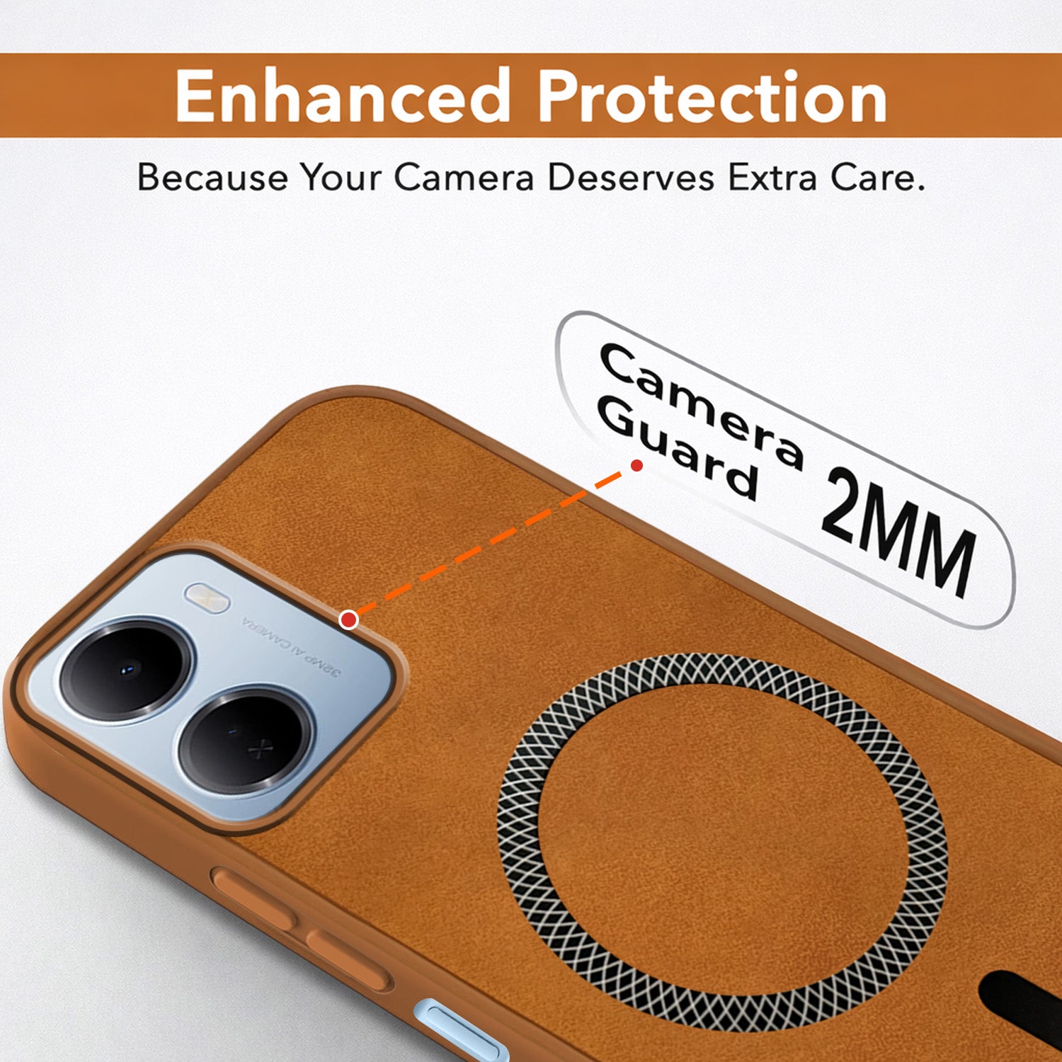 For Redmi 15A 5G Back Cover Case Leather Finish (MagSafe Compatible Wireless Charging | Soft Touch | Camera Bump Protection)