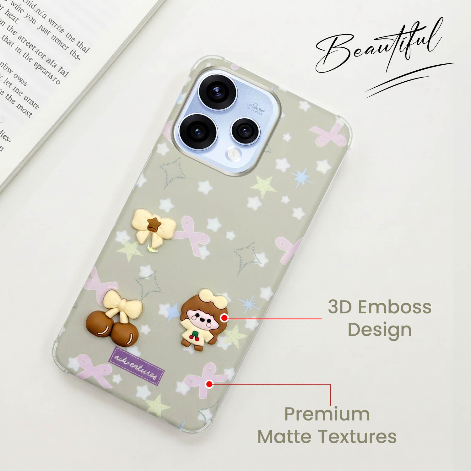 For Oppo Reno15 5G | Oppo Reno 15 5G Back Cover Case (3D Cute Cartoons | Hard Back Side Soft | Matte Premium Finish | HD Printing)