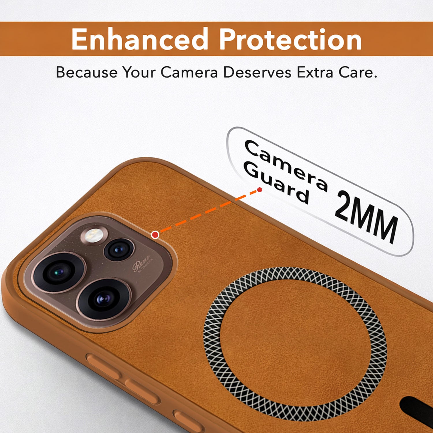 For Oppo Reno15 Pro 5G | Oppo Reno 15 Pro 5G Back Cover Case Leather Finish (MagSafe Compatible Wireless Charging | Soft Touch | Camera Bump Protection)