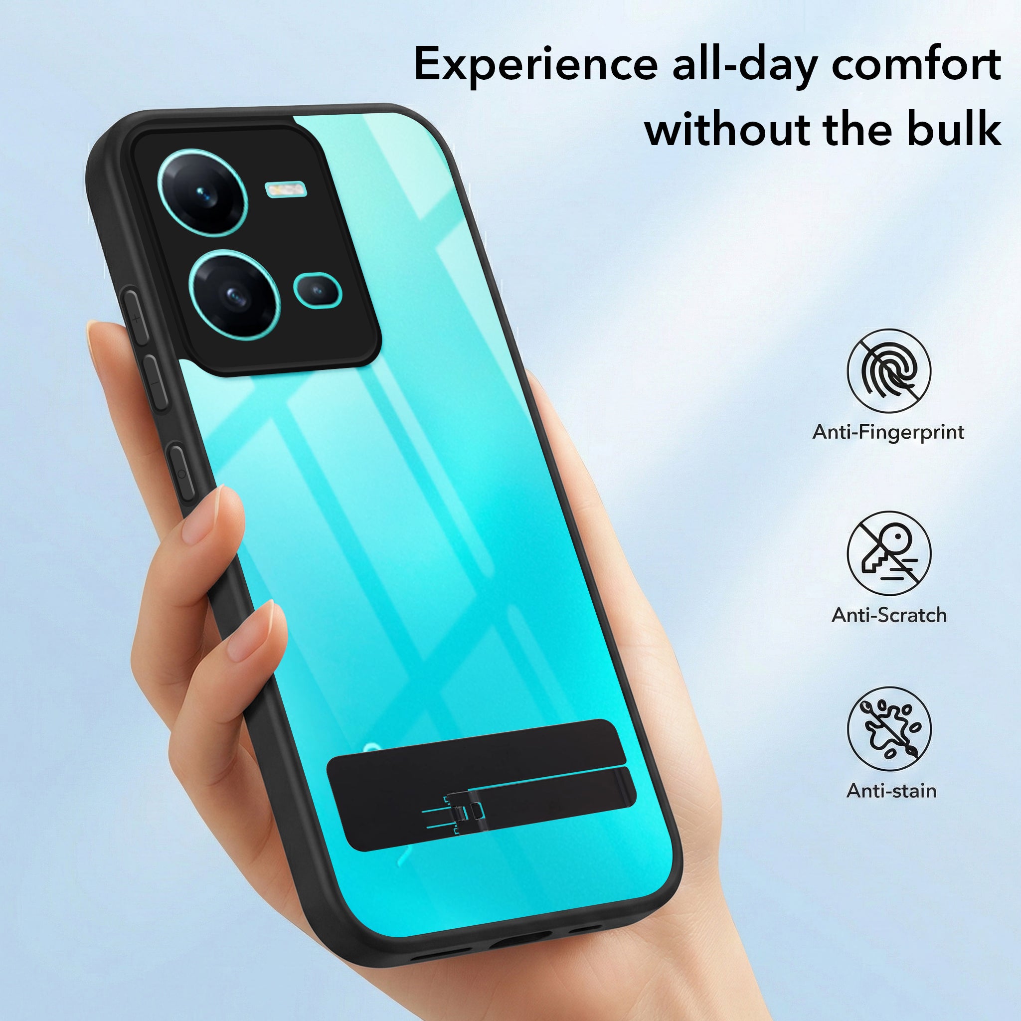 For Vivo V25 5G Back Cover Case (Built-in Stand | Lifetime Anti Yellow | Kickstand Shockproof | Camera Protection | MagSafe Compatible)