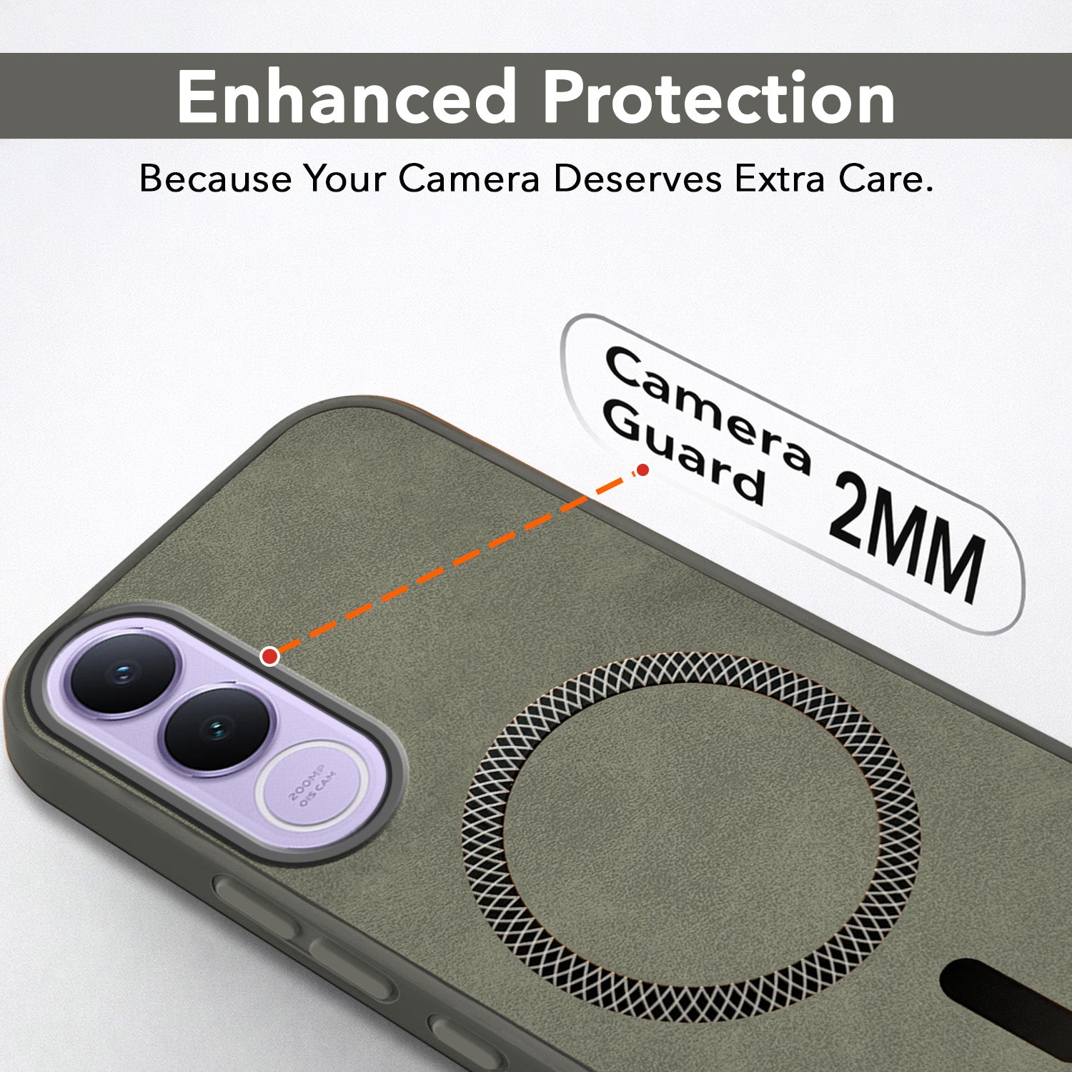 For Vivo V70 FE 5G Back Cover Case Leather Finish (MagSafe Compatible Wireless Charging | Soft Touch | Camera Bump Protection)