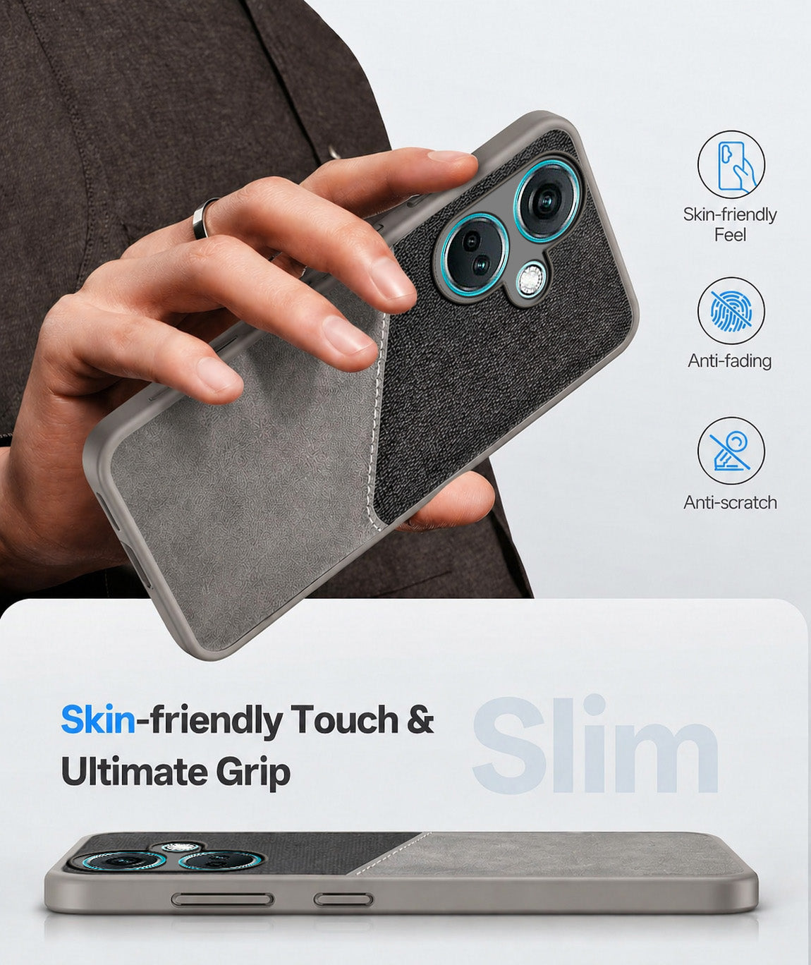 For Oneplus Nord CE 3 Back Cover Case  (Dual PU Leather Stitch | Professional Minimalist | Soft and Flexible)