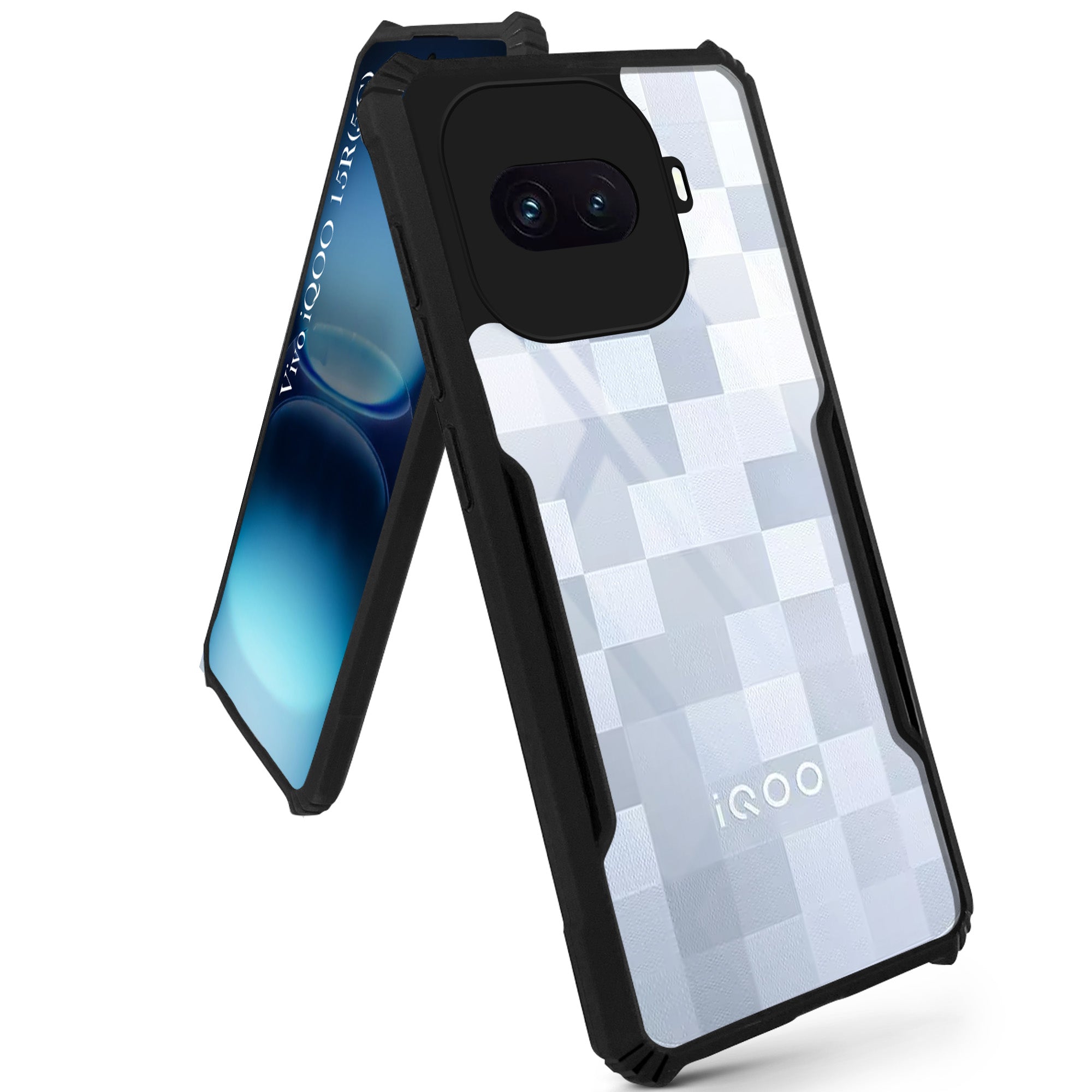 For Vivo iQOO 15R 5G Back Cover Case Hybrid (Shockproof with Polycarbonate Clear Panel | Professional Black)