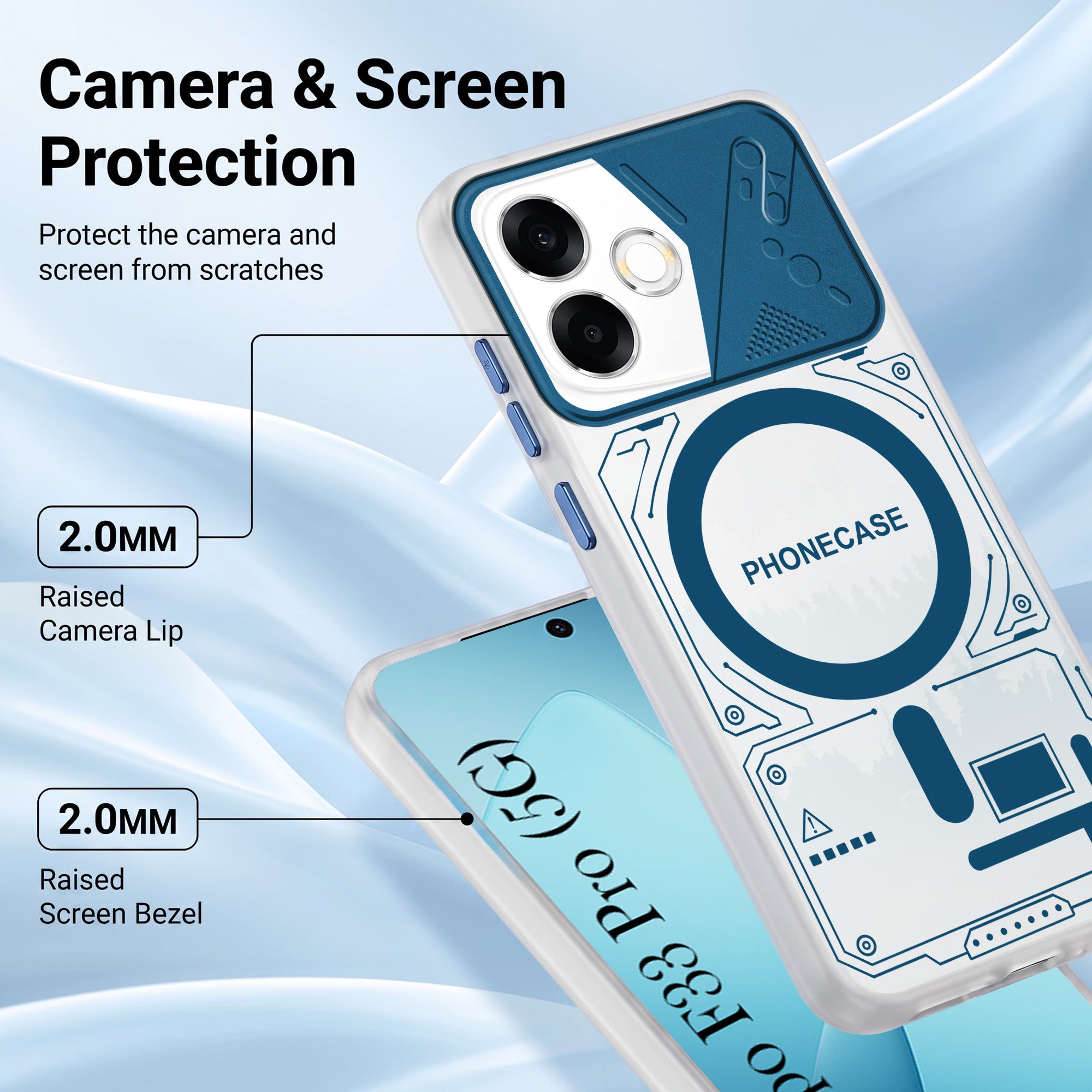 For Oppo F33 Pro 5G Metallic Back Cover Case (Metallic Camera Protection & Buttons | Translucent Milky Shade | Hard Polycarbonate)