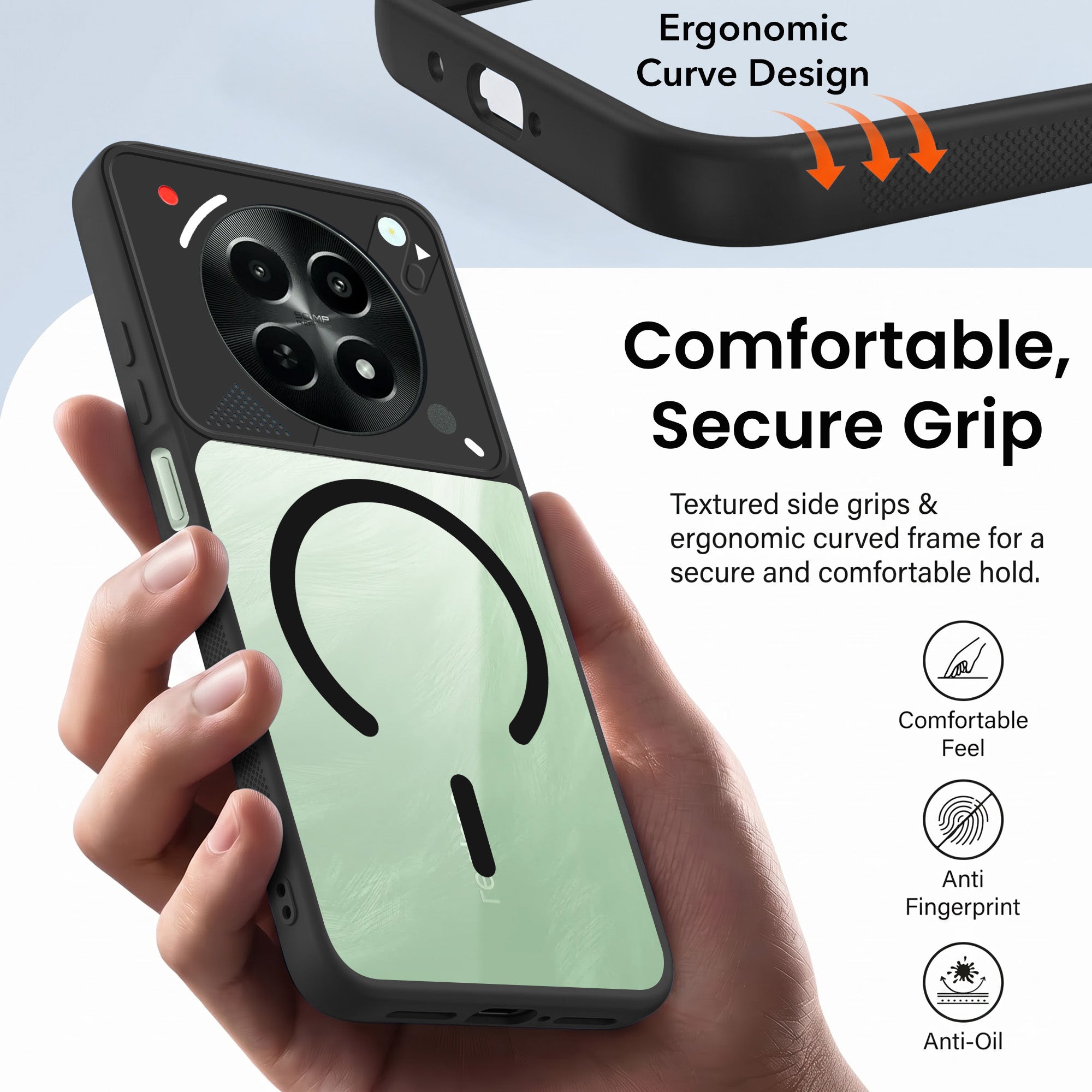 For Realme C65 5G Back Cover Case Lifetime Anti-Yellow Clear (Camera Protection | Side Grip | Wireless MagSafe Compatible)