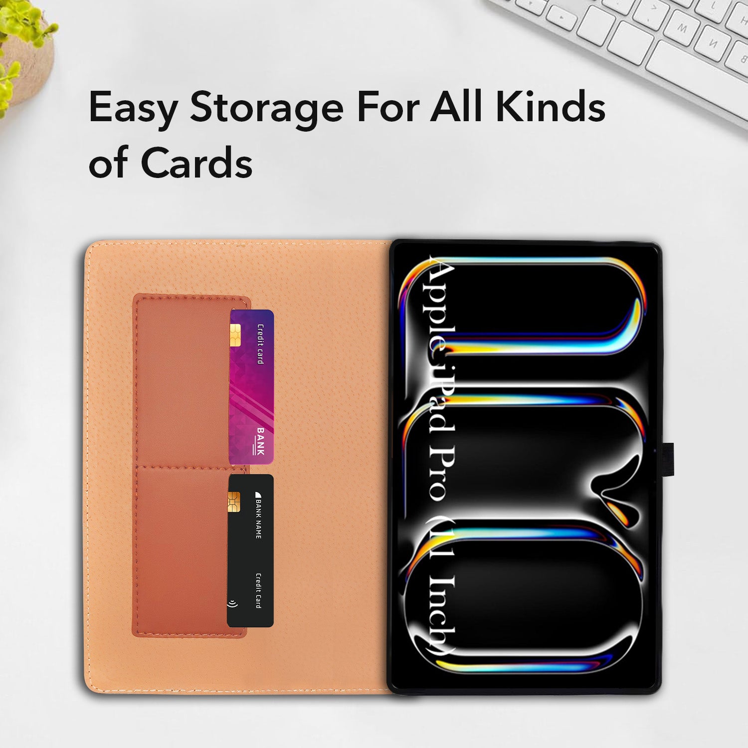 For Apple iPad Pro 11 Inch (2024) Flip Cover Folio Cover A2836/A2837/A3006/iPad16,3/6,4 (PU Leather | Multi-Angle Smart Stand | Card Storage Slots | Silicone Back Pouch)