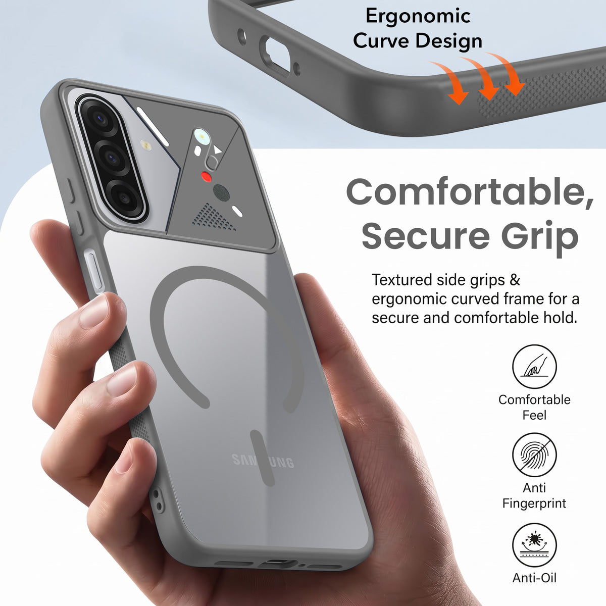 For Samsung Galaxy A17 | Samsung F17 | Samsung M17 5G Back Cover Case Lifetime Anti-Yellow Clear (Camera Protection | Side Grip | Wireless MagSafe Compatible)