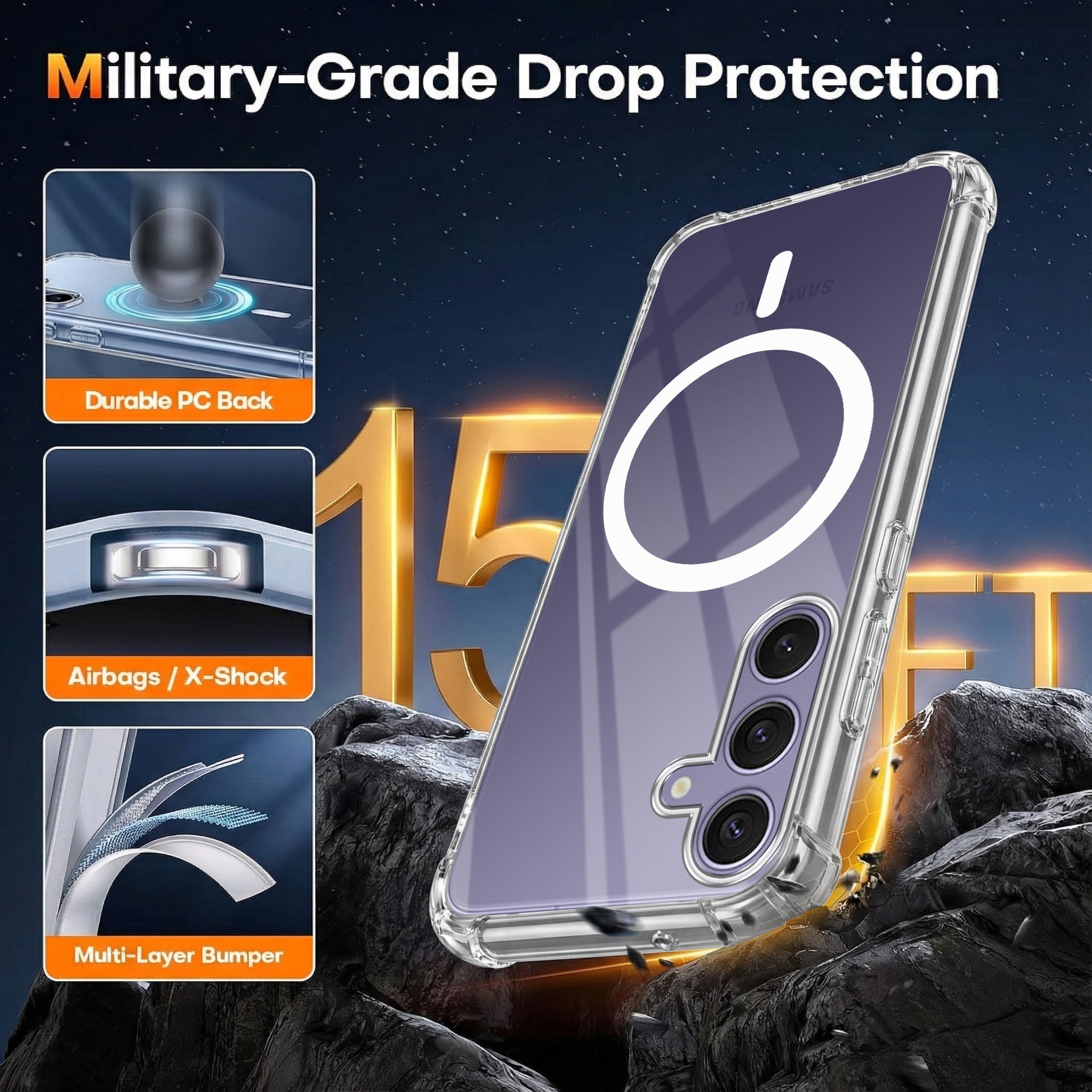 For Samsung Galaxy S24 Plus Back Cover Shockproof Crystal-Clear (Magsafe Wireless Support | Drop & Camera Protection | Hard Polycarbonate)