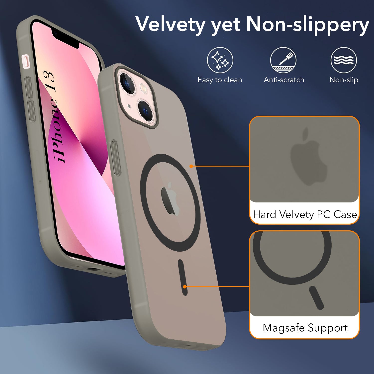For Apple iPhone 13 Back Cover Case (Frosted Matte Feel | MagSafe Compatible Wireless Charging | Polycarbonate Material)