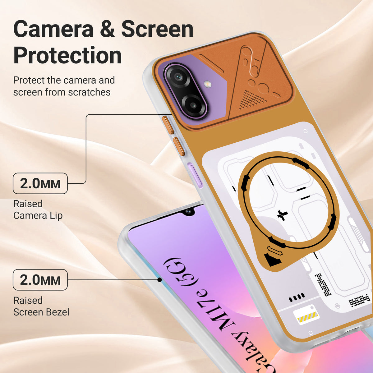 For Samsung Galaxy M17e Metallic Back Cover Case (Metallic Camera Protection & Buttons | Translucent Milky Shade | Hard Polycarbonate)
