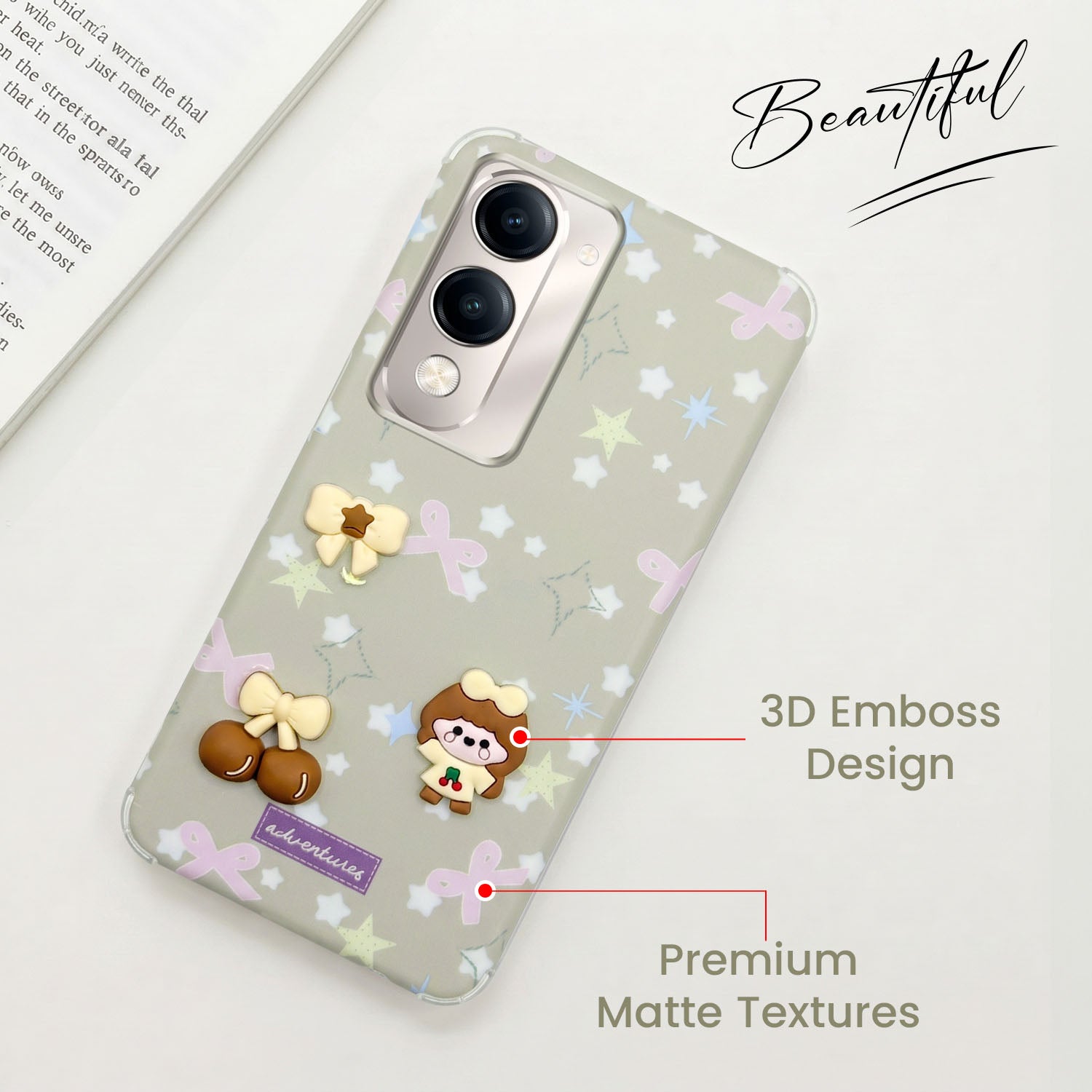 For Vivo Y19 | Vivo Y19e | Vivo T4 Lite Back Cover Case (3D Cute Cartoons | Hard Back Side Soft | Matte Premium Finish | HD Printing)