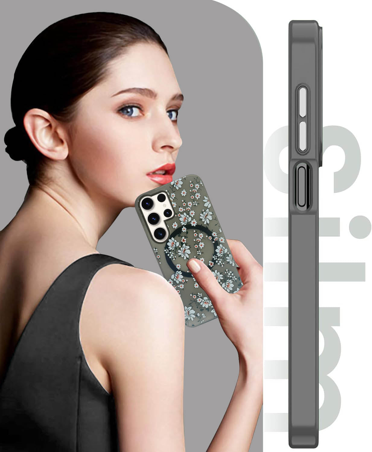 For Samsung Galaxy S23 Ultra Back Cover Case (Cute Floral Design | Flower Print for Girls | MagSafe Compatible Wireless Charging)