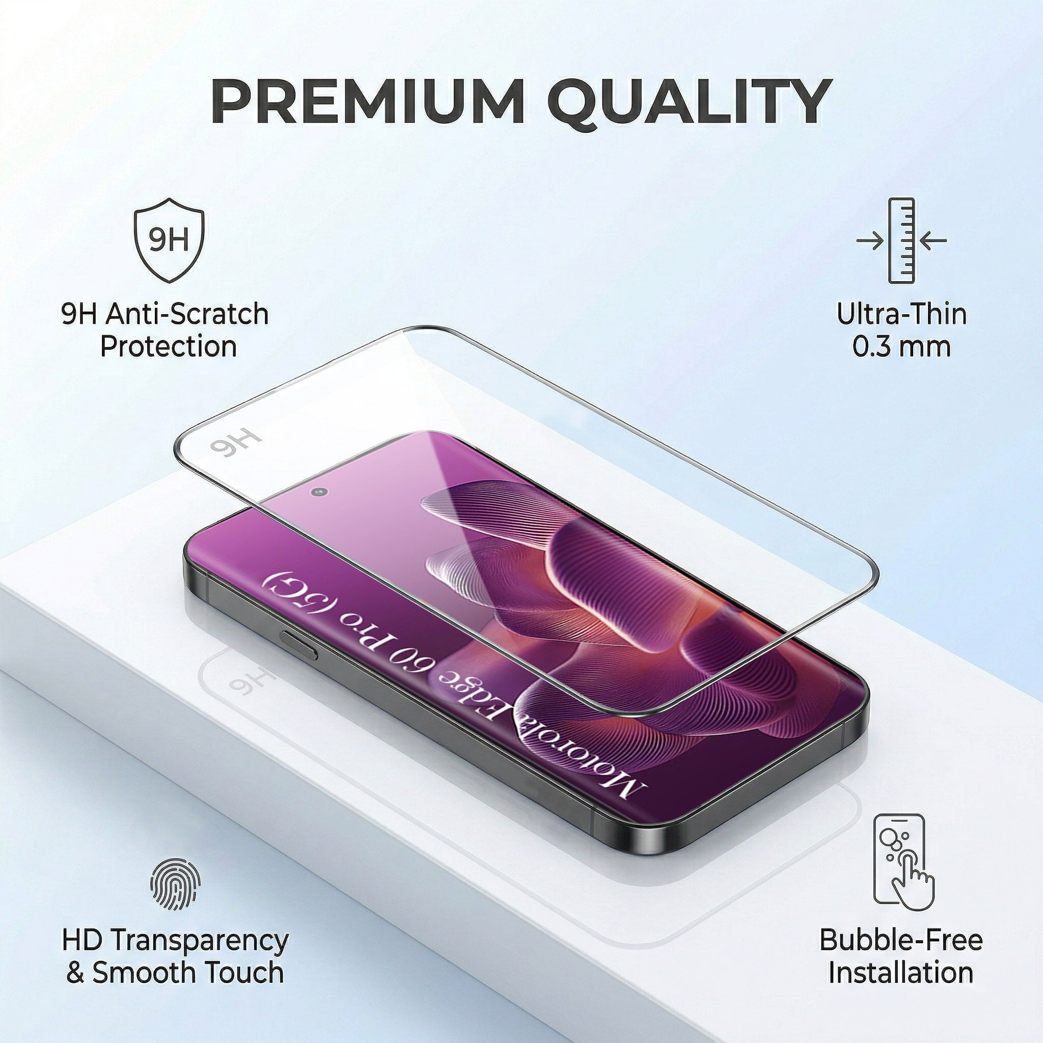 For Motorola Moto Edge 60 Pro Combo with Back Cover and 9H Tempered Glass (Lifetime Anti-Yellow | Crystal Clear Shockproof | Oleophobic Coating Screen Glass)