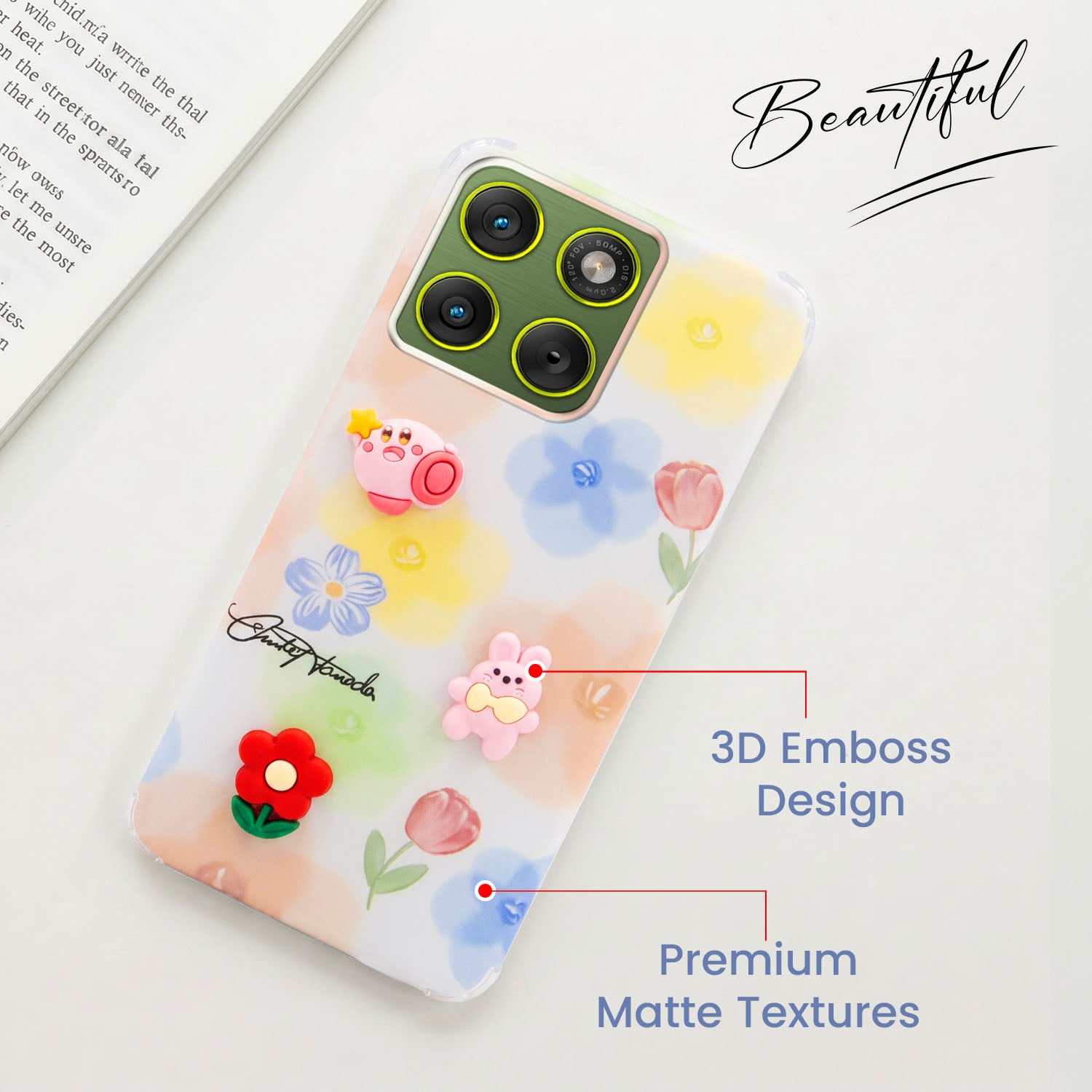 For Motorola Moto Edge 70 Back Cover Case (3D Cute Cartoons | Hard Back Side Soft | Matte Premium Finish | HD Printing)