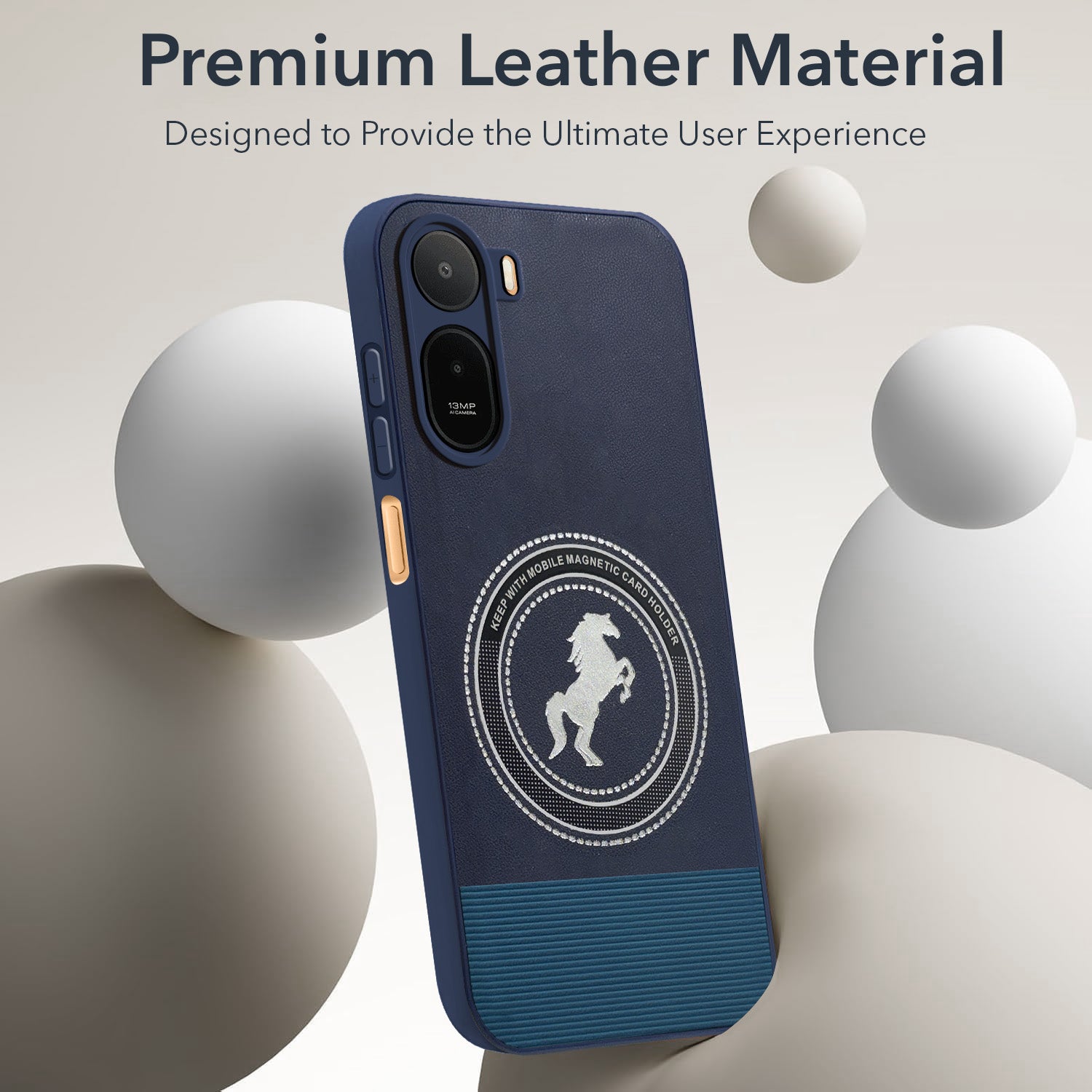 For Redmi A7 Pro (4G|5G)  Back Cover Case PU Leather Finish (Professional Minimalist Texture | MagSafe Compatile | Camera Protection | Sleek Sober Formal)