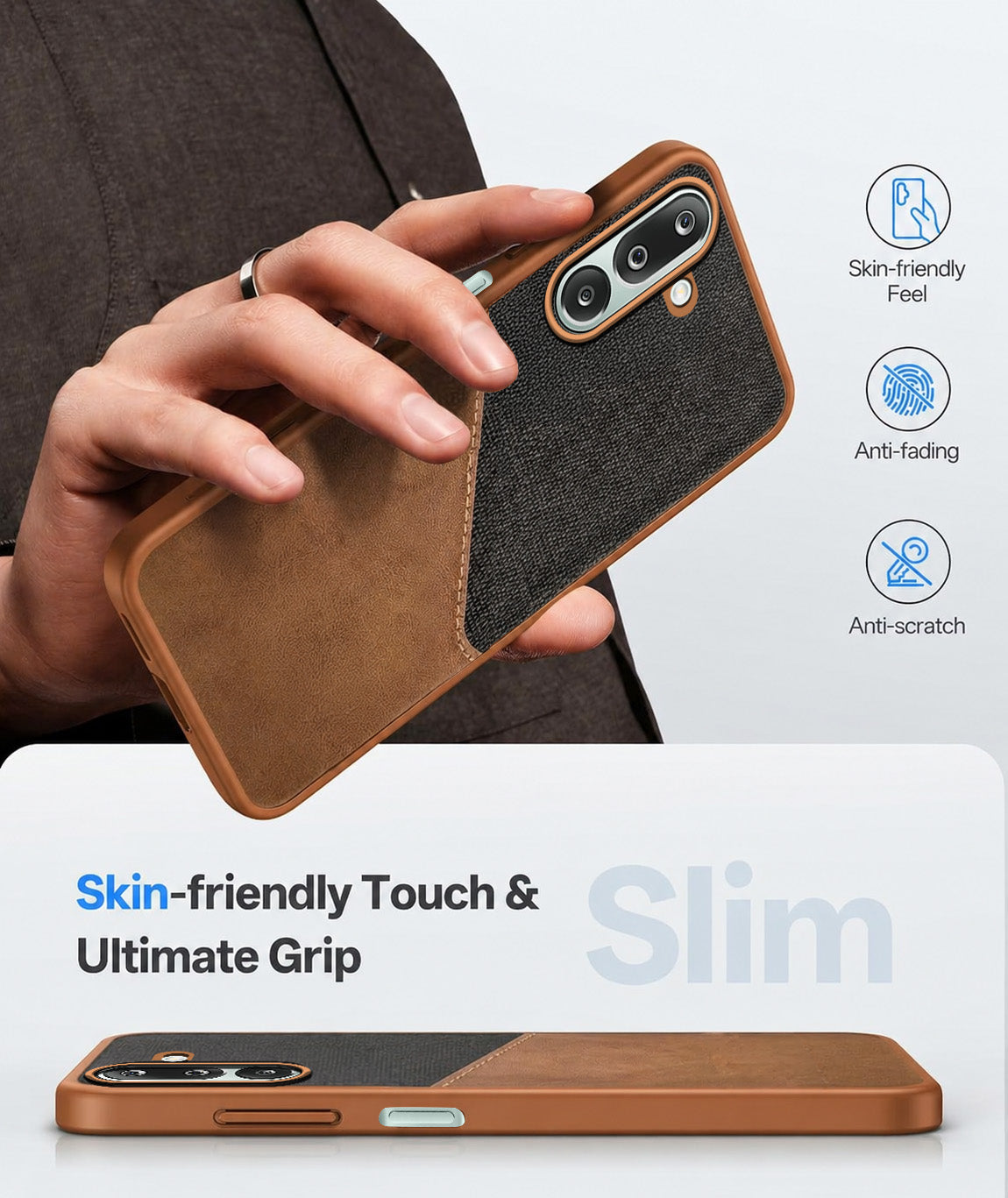 For Samsung Galaxy M36 | Samsung Galaxy F36 Back Cover Case (Dual PU Leather Stitch | Professional Minimalist | Soft and Flexible)
