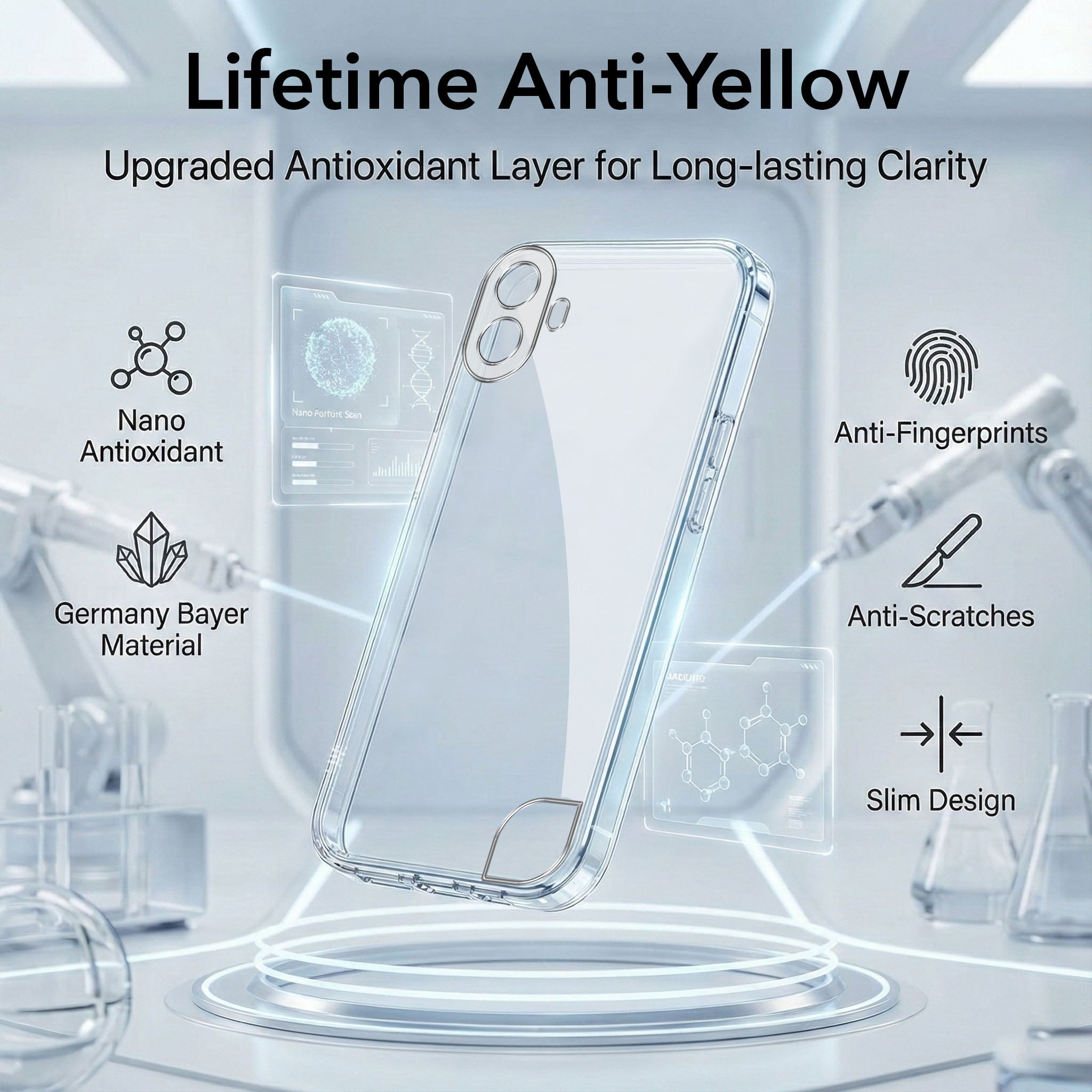 For Nothing CMF Phone 1 Combo with Back Cover and 9H Tempered Glass (Lifetime Anti-Yellow | Sleek Hard Crystal | Oleophobic Coating Screen Glass)