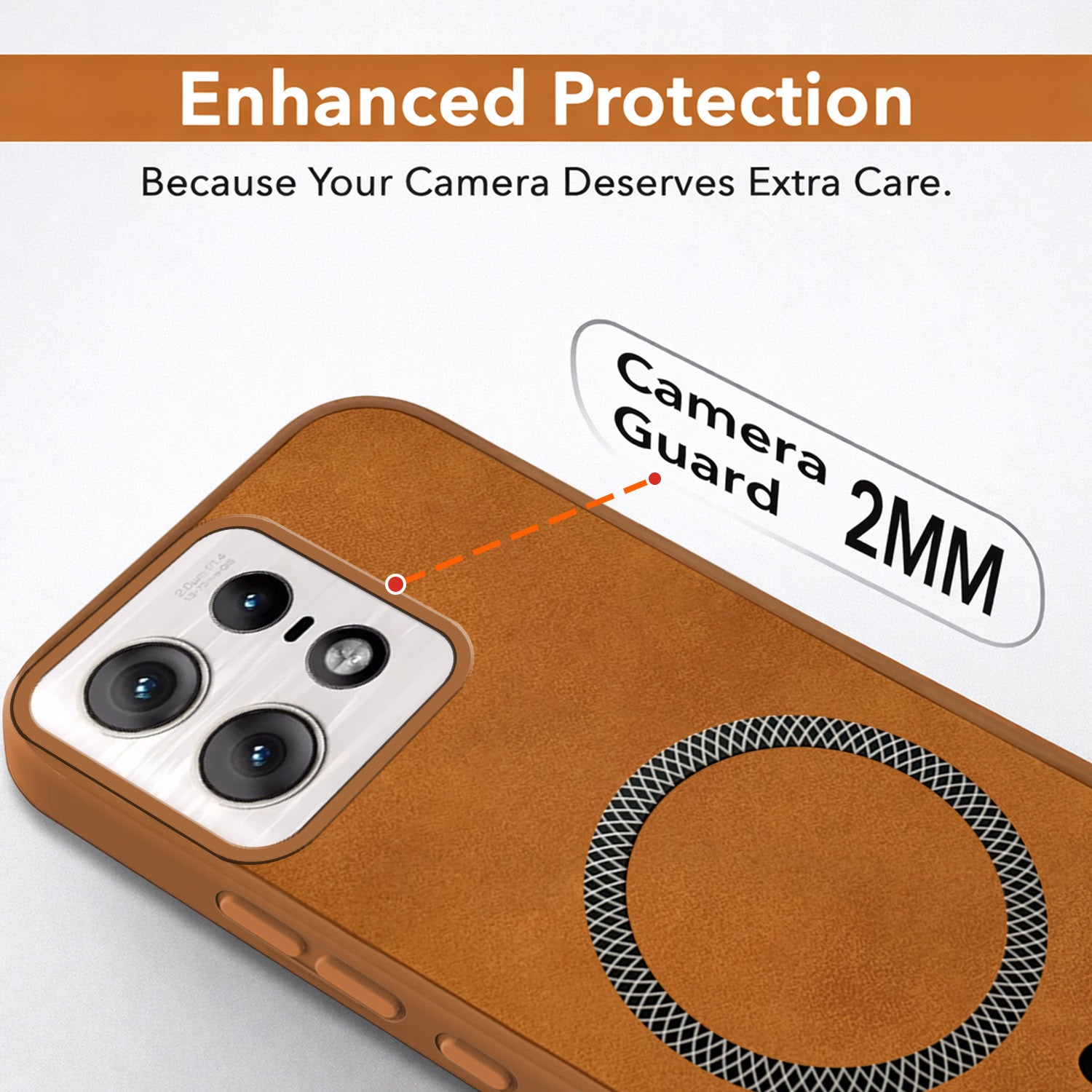 For Motorola Moto Edge 50 Pro Back Cover Case Leather Finish(MagSafe Compatible Wireless Charging | Soft Touch | Camera Bump Protection)